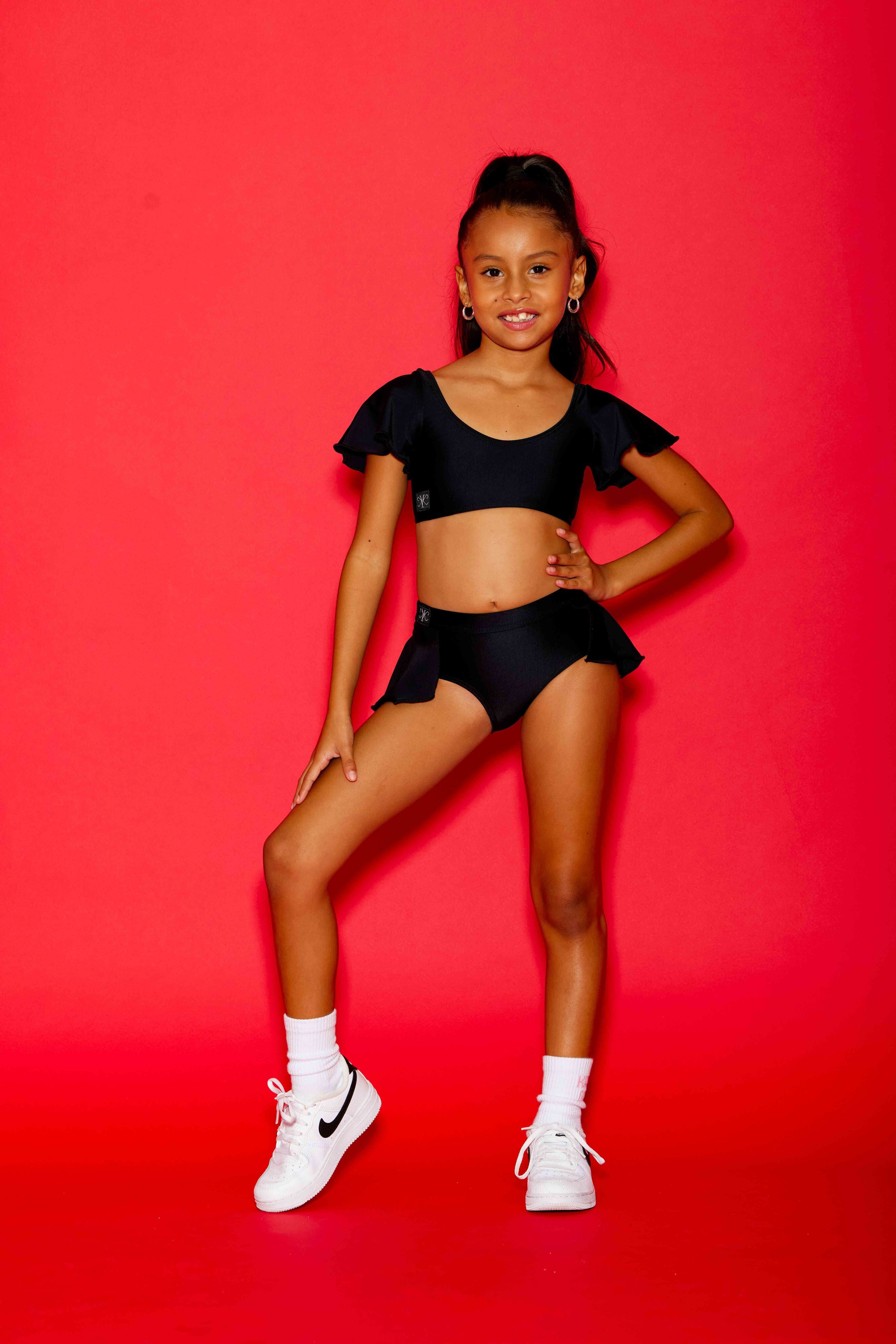 Flutter Bra Top - Black - Ready To Ship