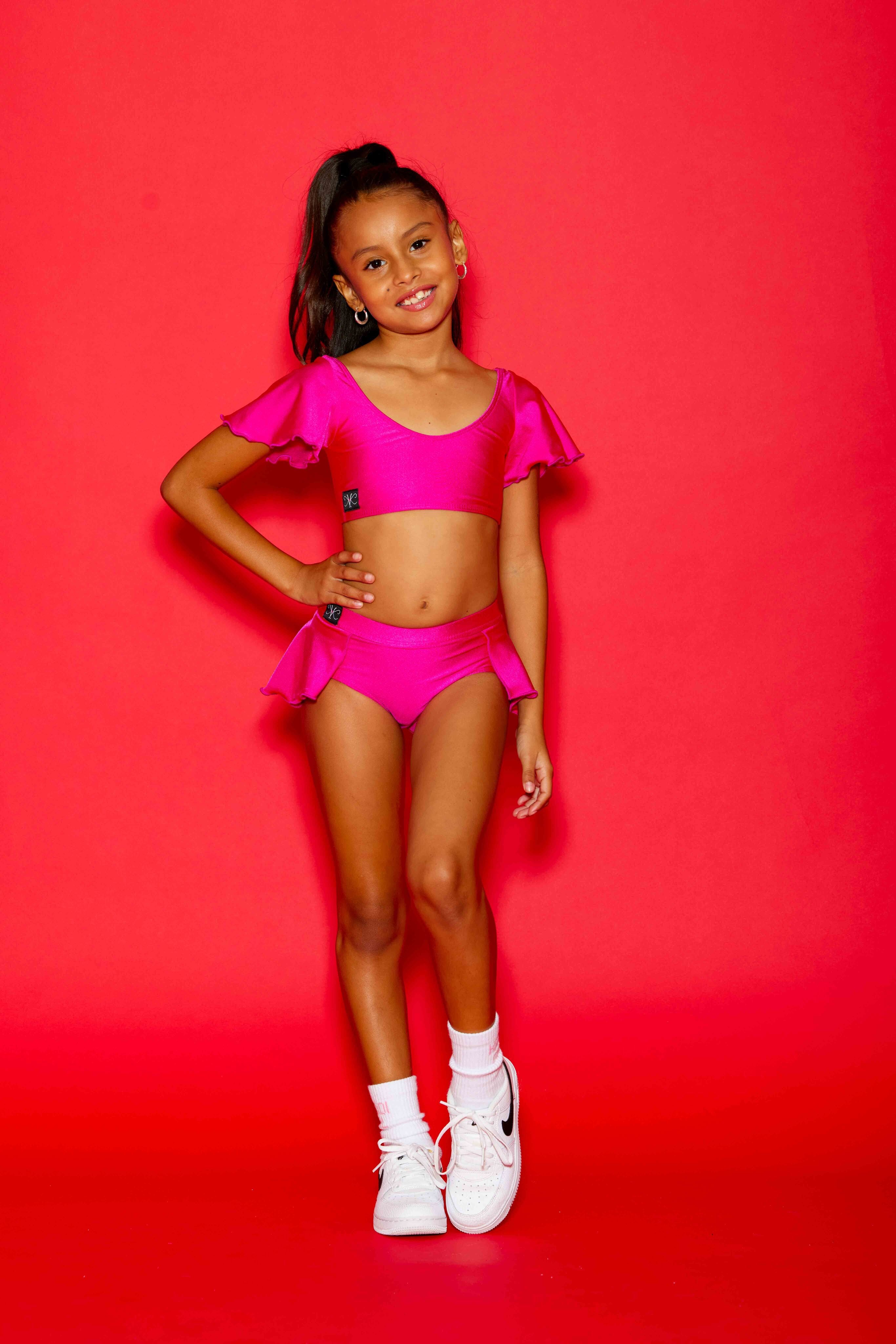 Flutter Bra Top - Fuchsia Shiny - Ready To Ship