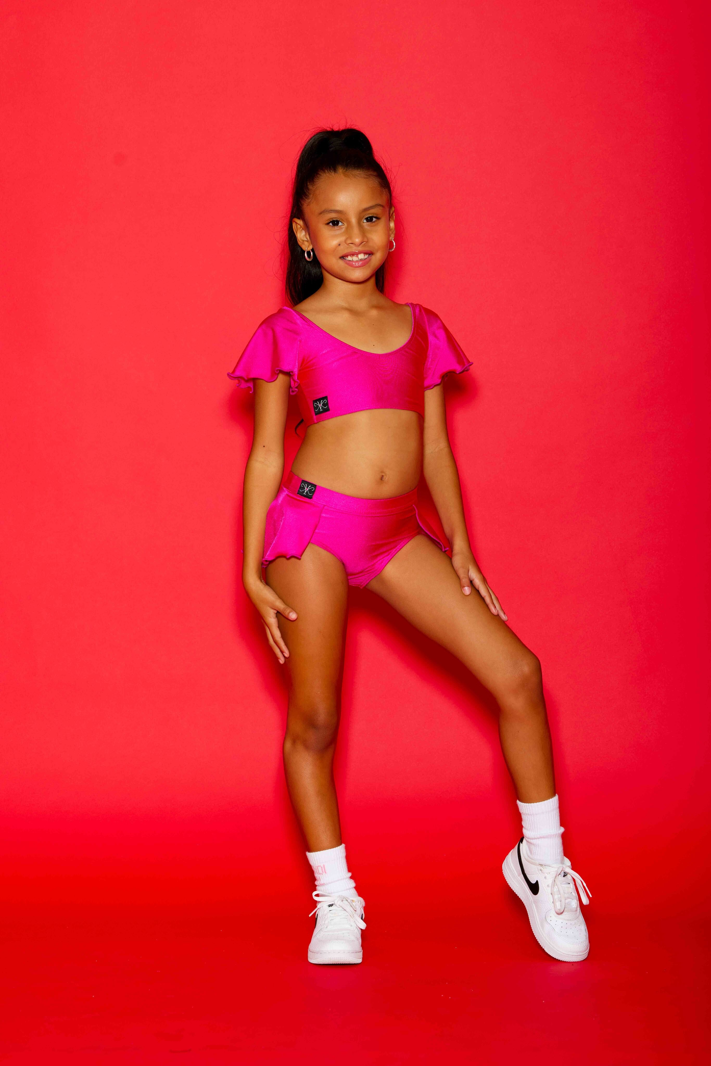 Flutter Bra Top - Fuchsia Shiny - Ready To Ship