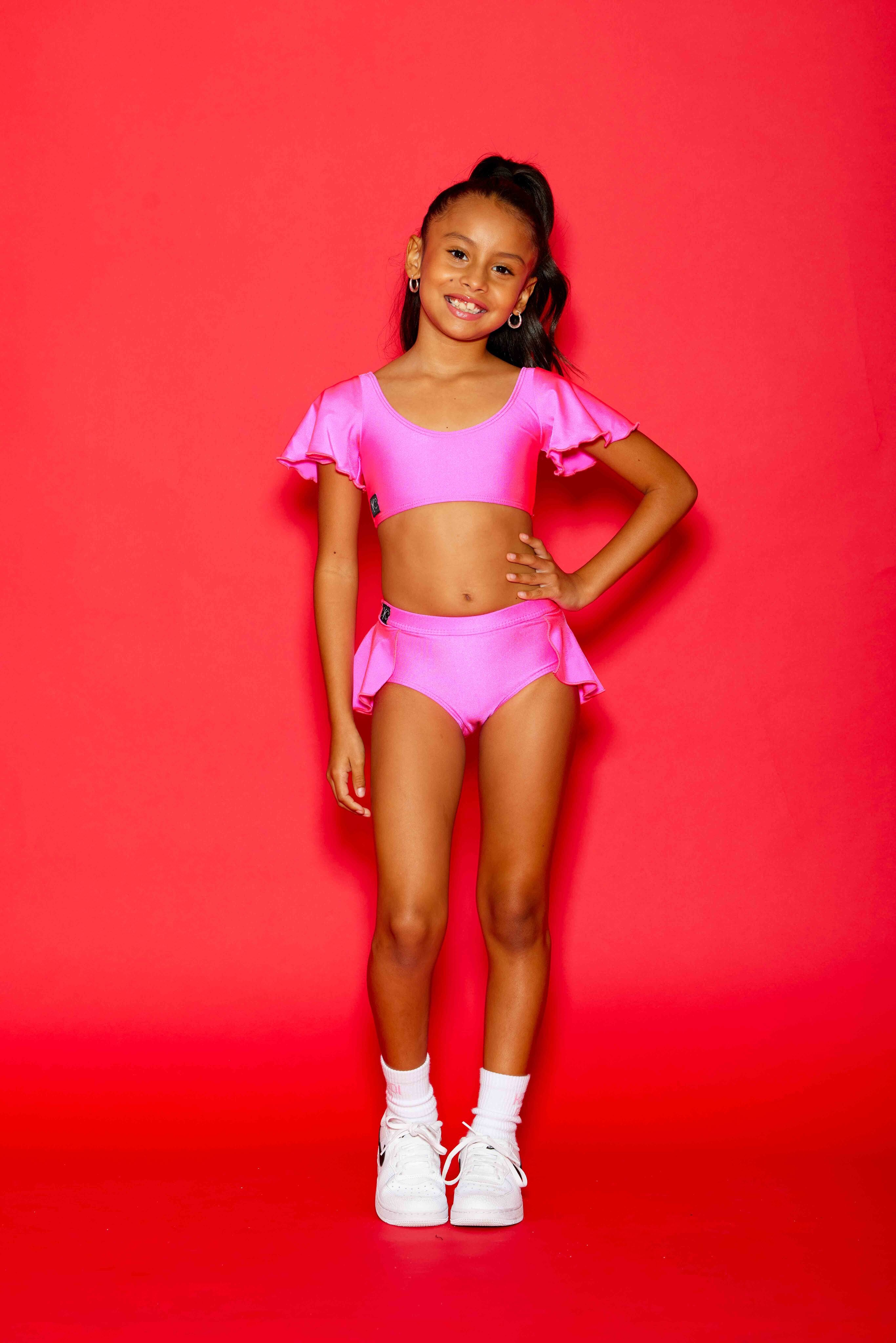 Flutter Bra Top - Tropical Pink - Ready To Ship