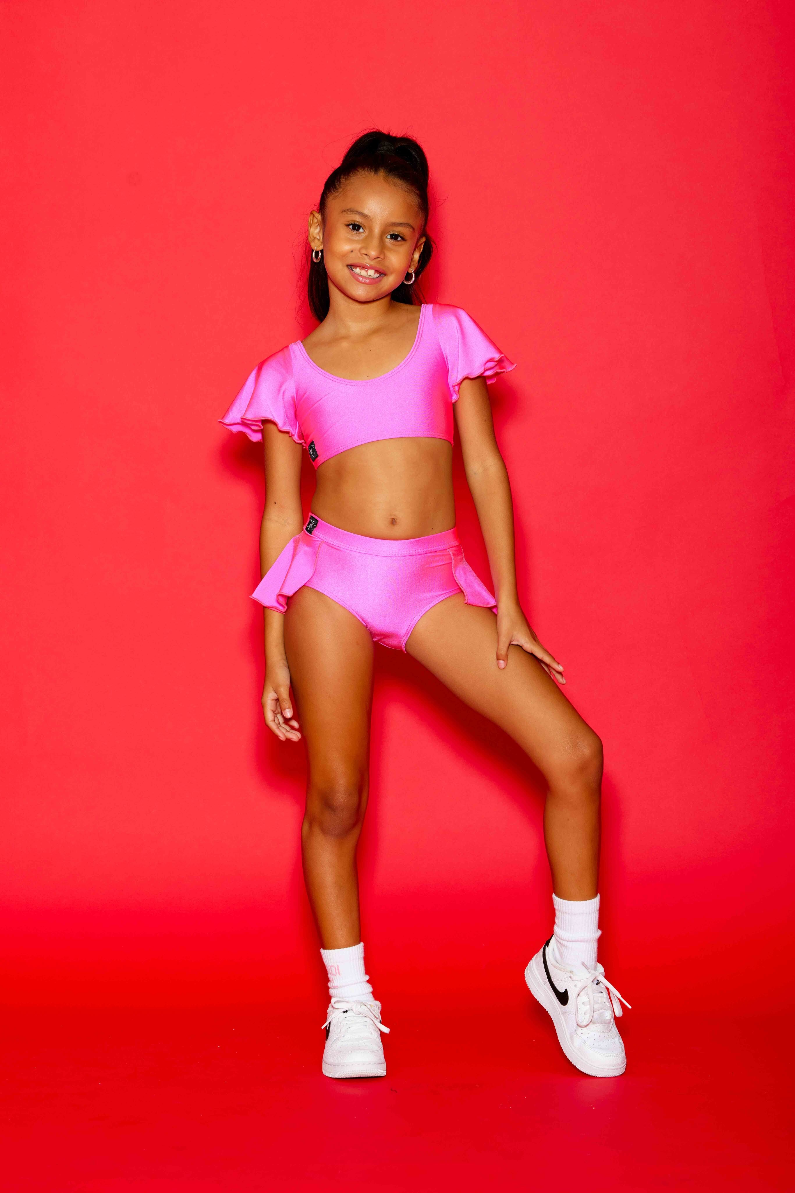 Flutter Bra Top - Tropical Pink - Ready To Ship