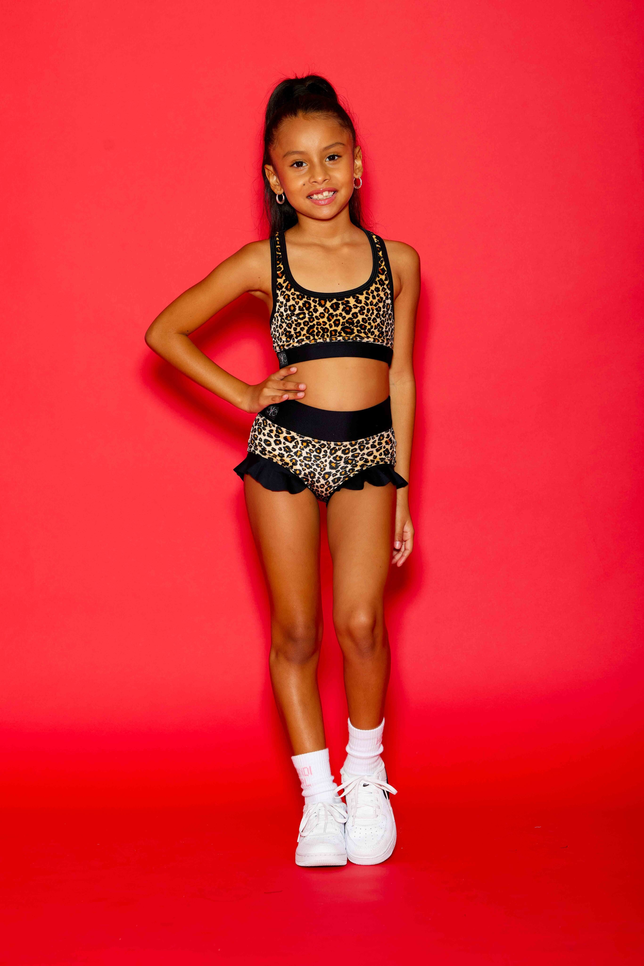 Lolita Bra Top - Cheetah Velvet/Black - Ready To Ship