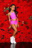Bow Down Bra Top - Neon Pink/Lilac - Ready To Ship