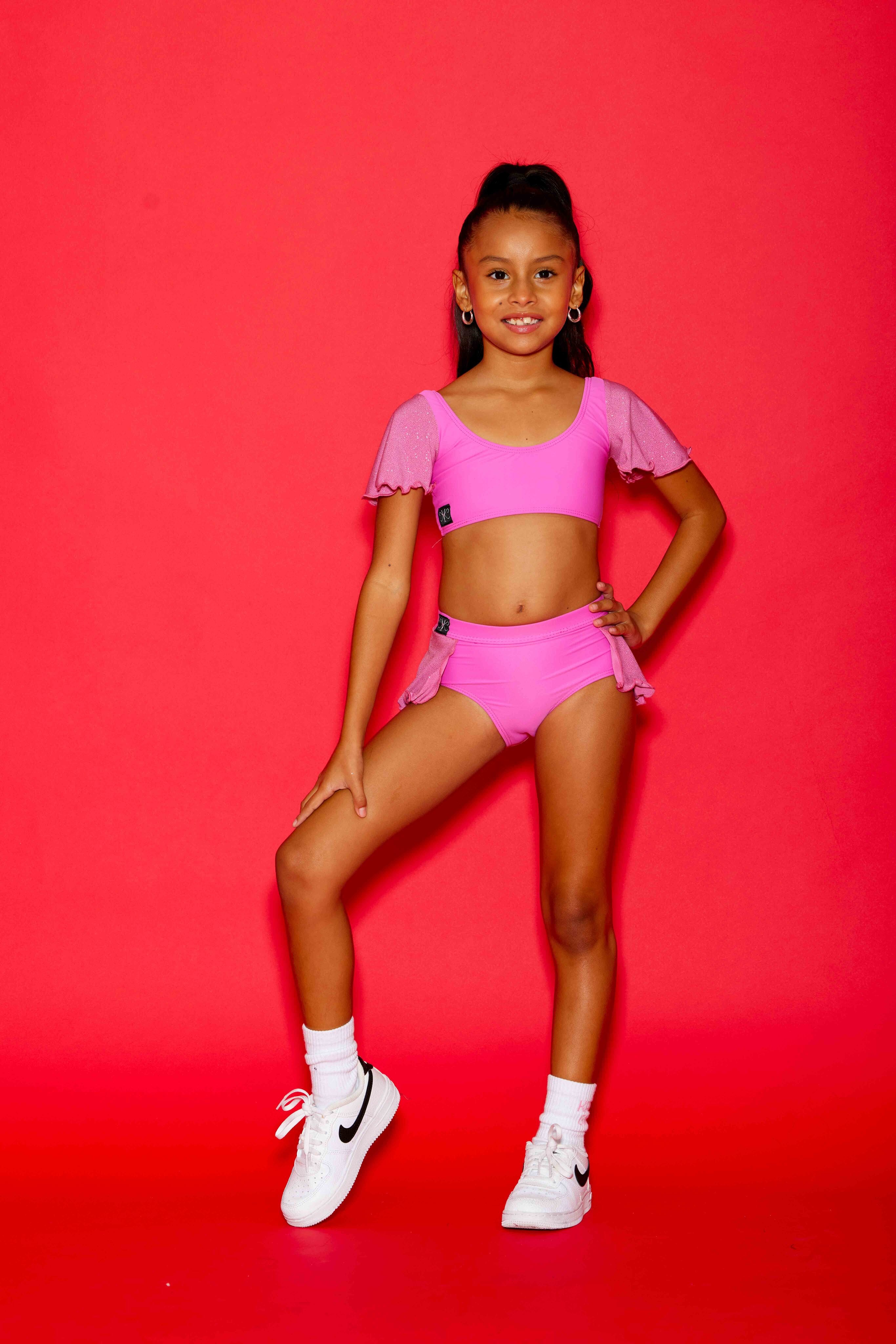 Flutter Glitter Brief - Blossom Pink Glitter - Ready To Ship