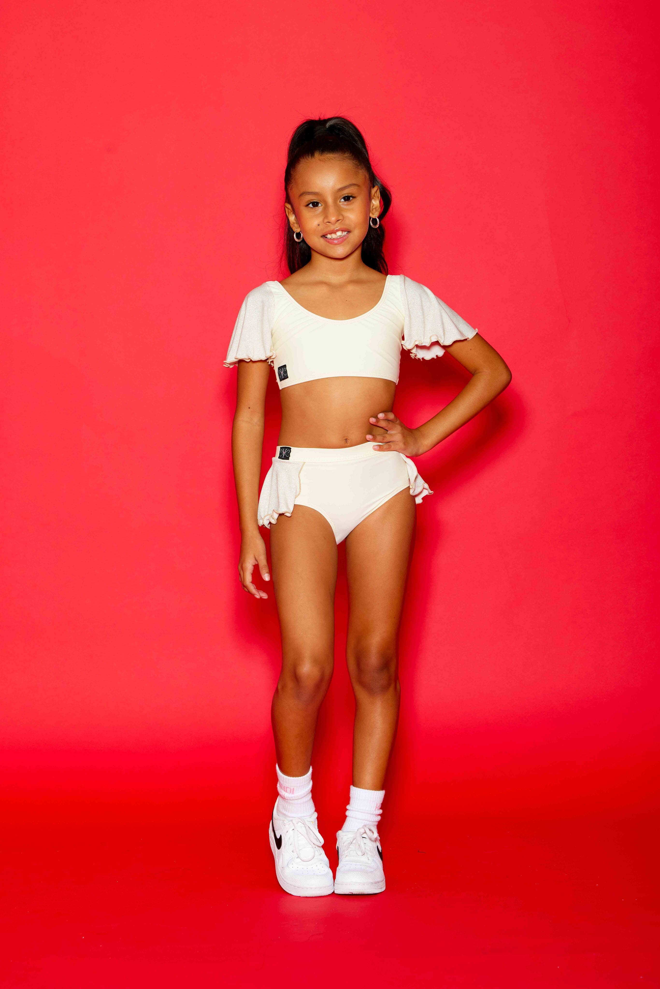 Flutter Glitter Brief - Ivory Glitter - Ready To Ship