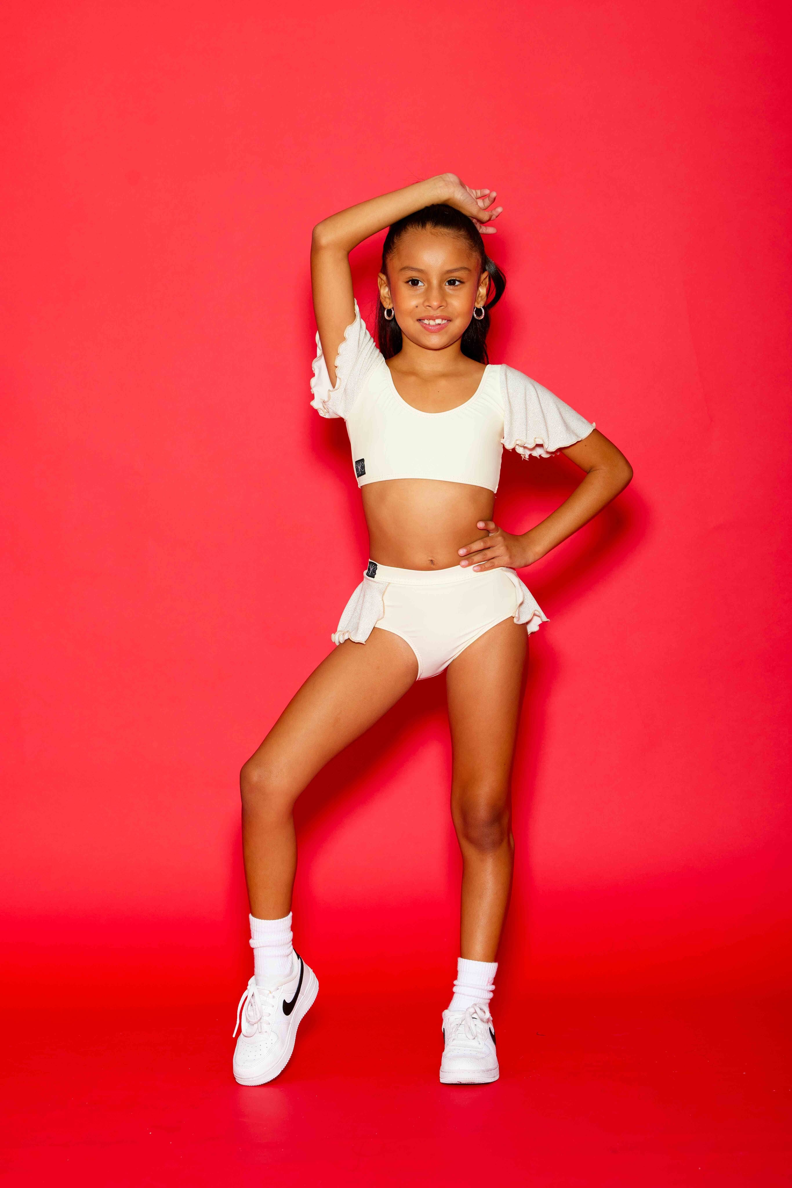 Flutter Glitter Brief - Ivory Glitter - Ready To Ship