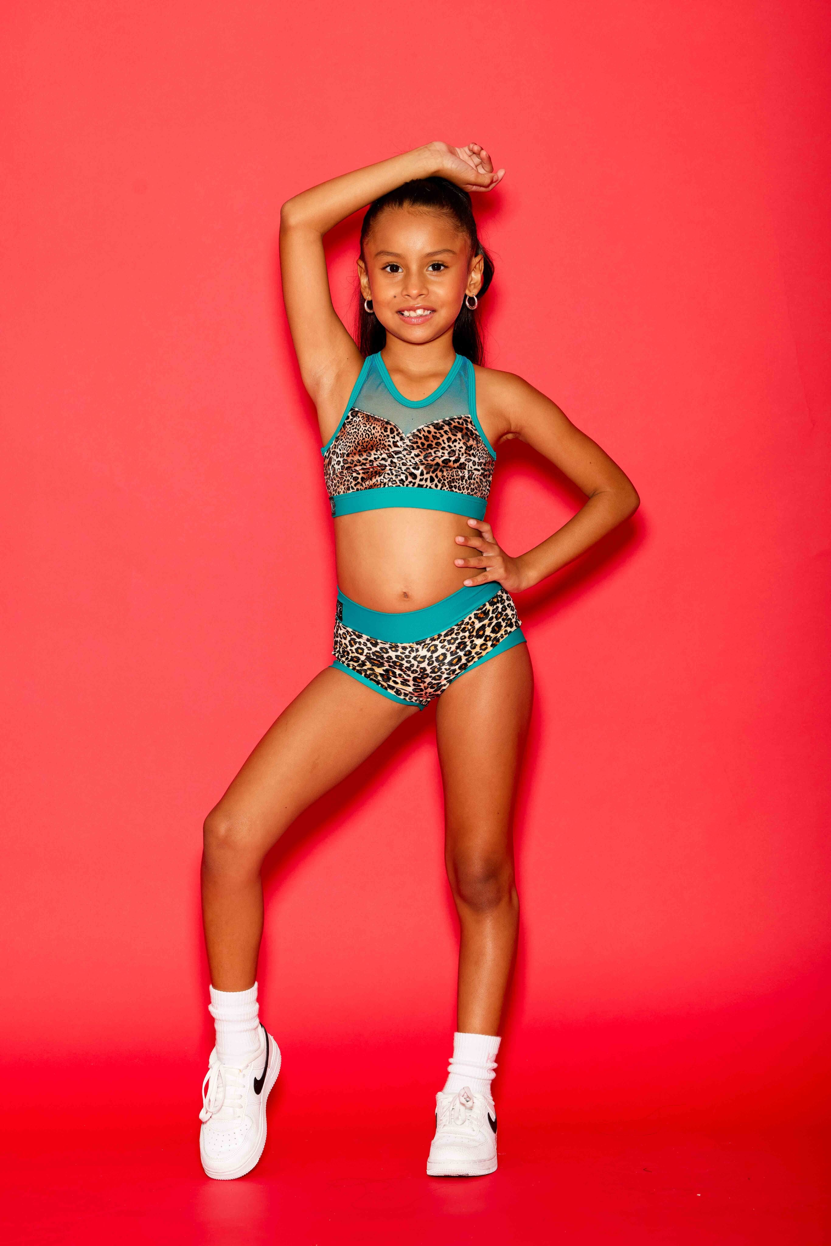 Cheetah Girl Celebrity Short - Couture Cheetah Velvet/Jade - Ready to Ship