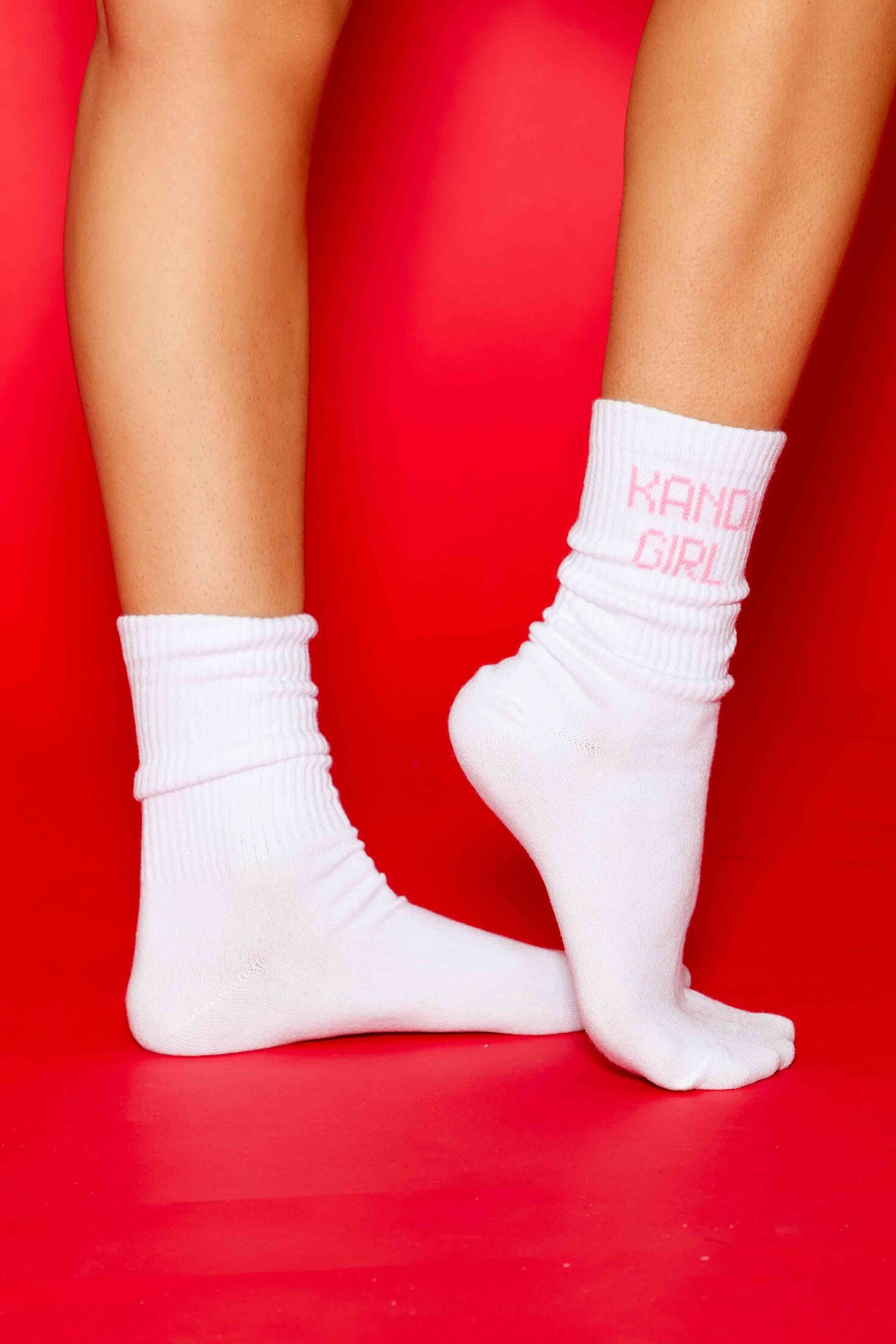 Kandi Girl Socks - White/Bubblegum Pink