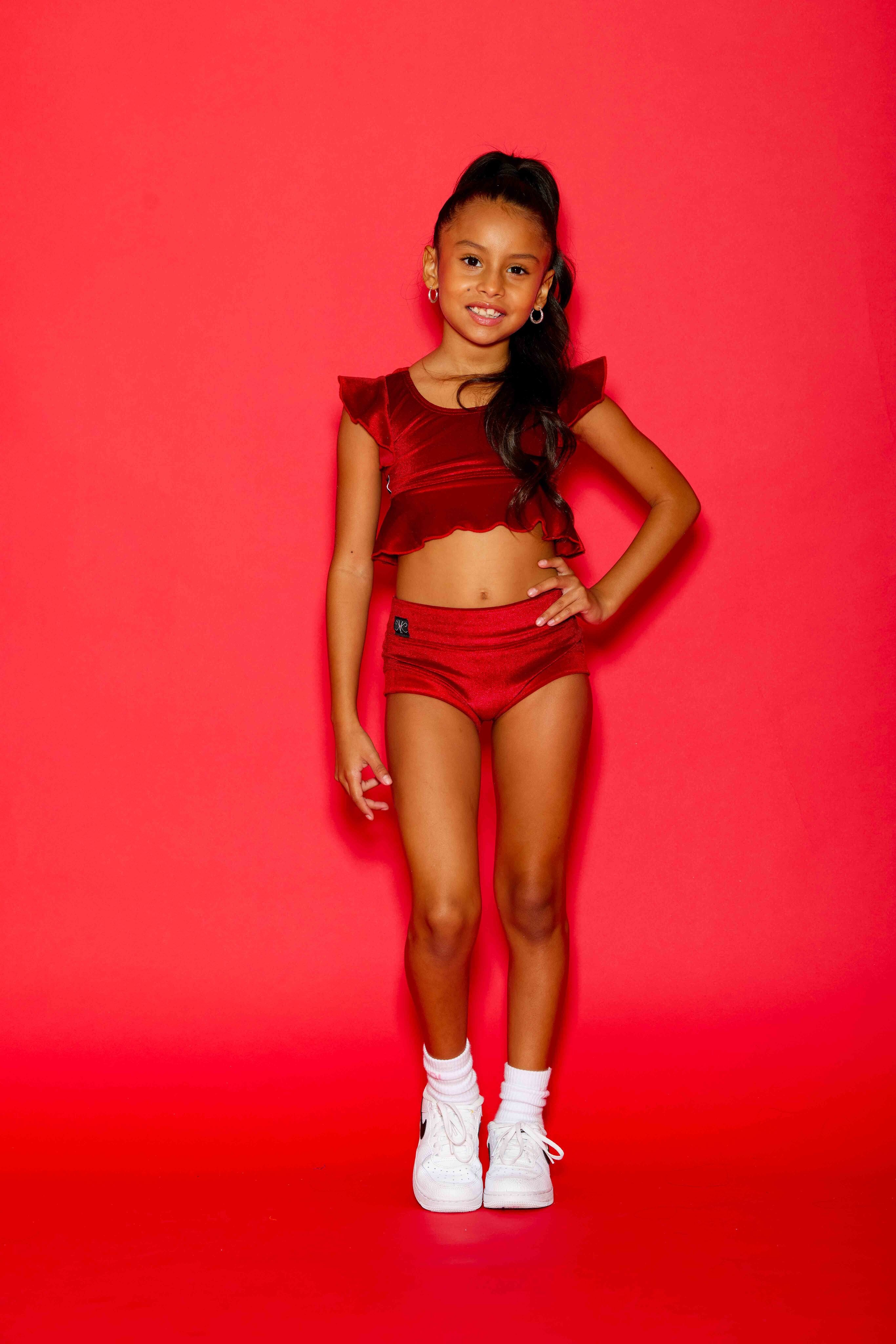 All Dolled Up Crop Top - Red Velvet - Ready To Ship