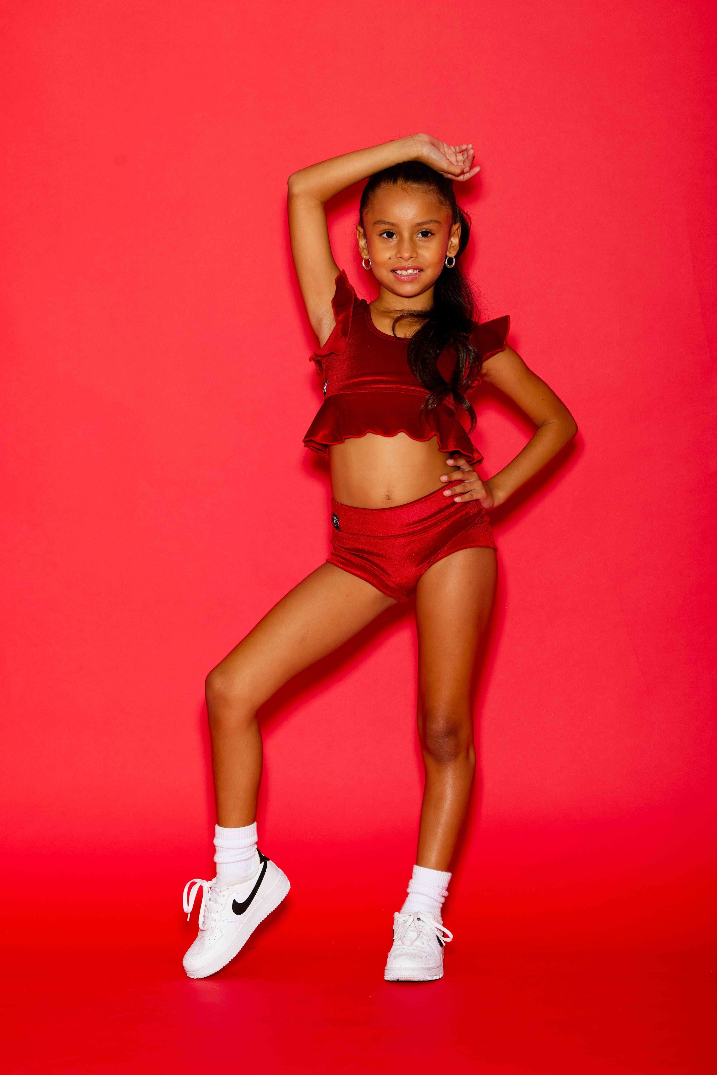 All Dolled Up Crop Top - Red Velvet - Ready To Ship