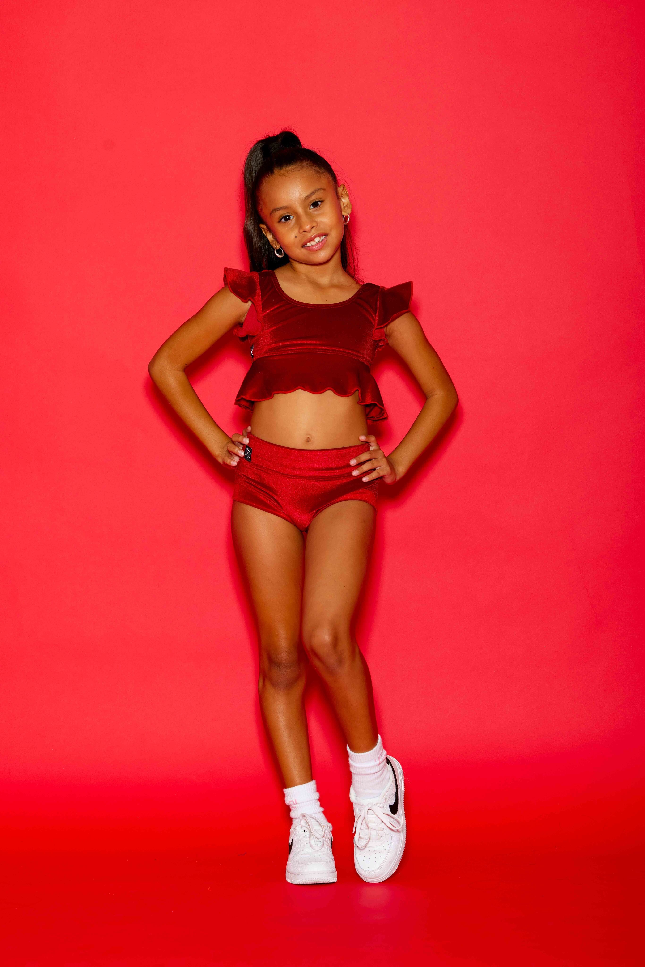 All Dolled Up Crop Top - Red Velvet - Ready To Ship