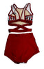 Criss Cross Bra Top - Red/White Sparkle Stripes - Ready to Ship