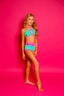 Weekend Bra Top - Dark Mint/Neon Pink - Ready To Ship