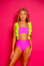 Call Me Cute Leotard - Neon Pink/Neon Green - Ready To Ship