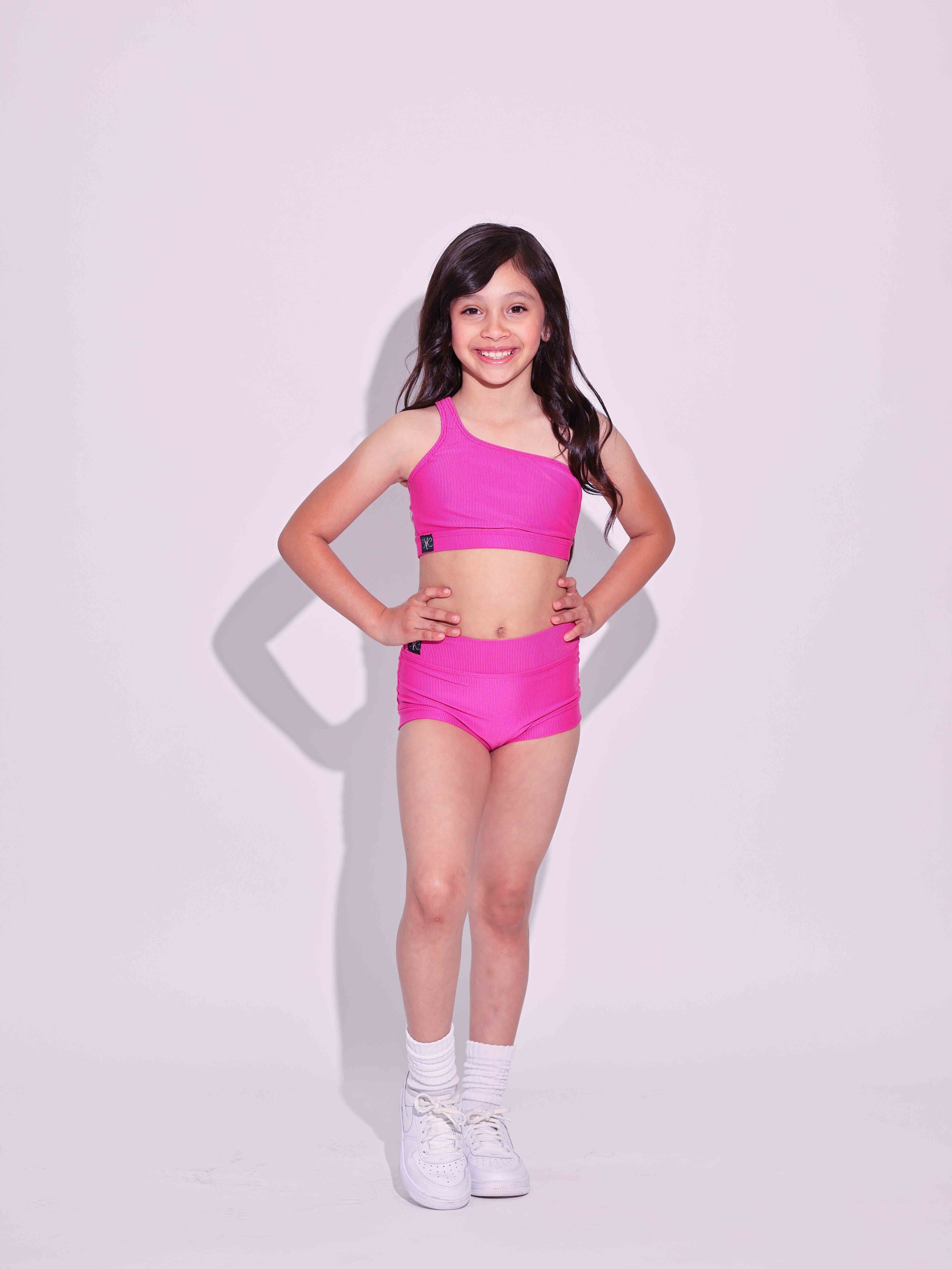 Cross the Line Ribbed Bra Top - Fuchsia Ribbed - Ready to Ship