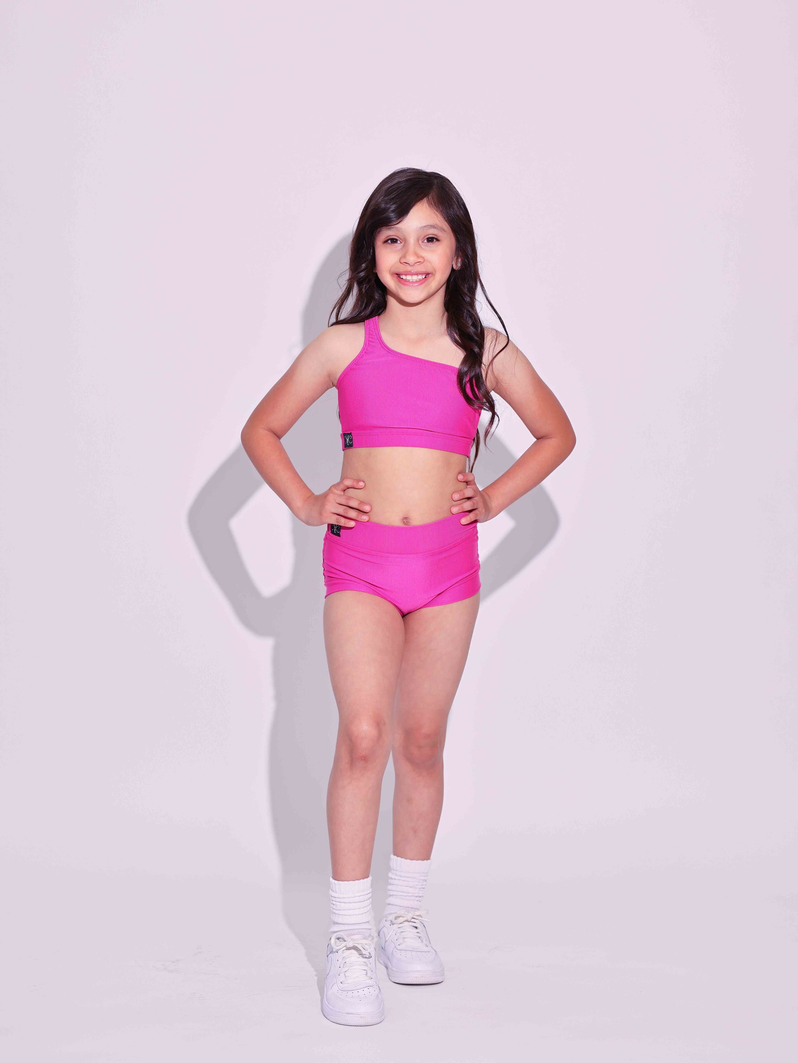 Cross the Line Ribbed Bra Top - Fuchsia Ribbed - Ready to Ship