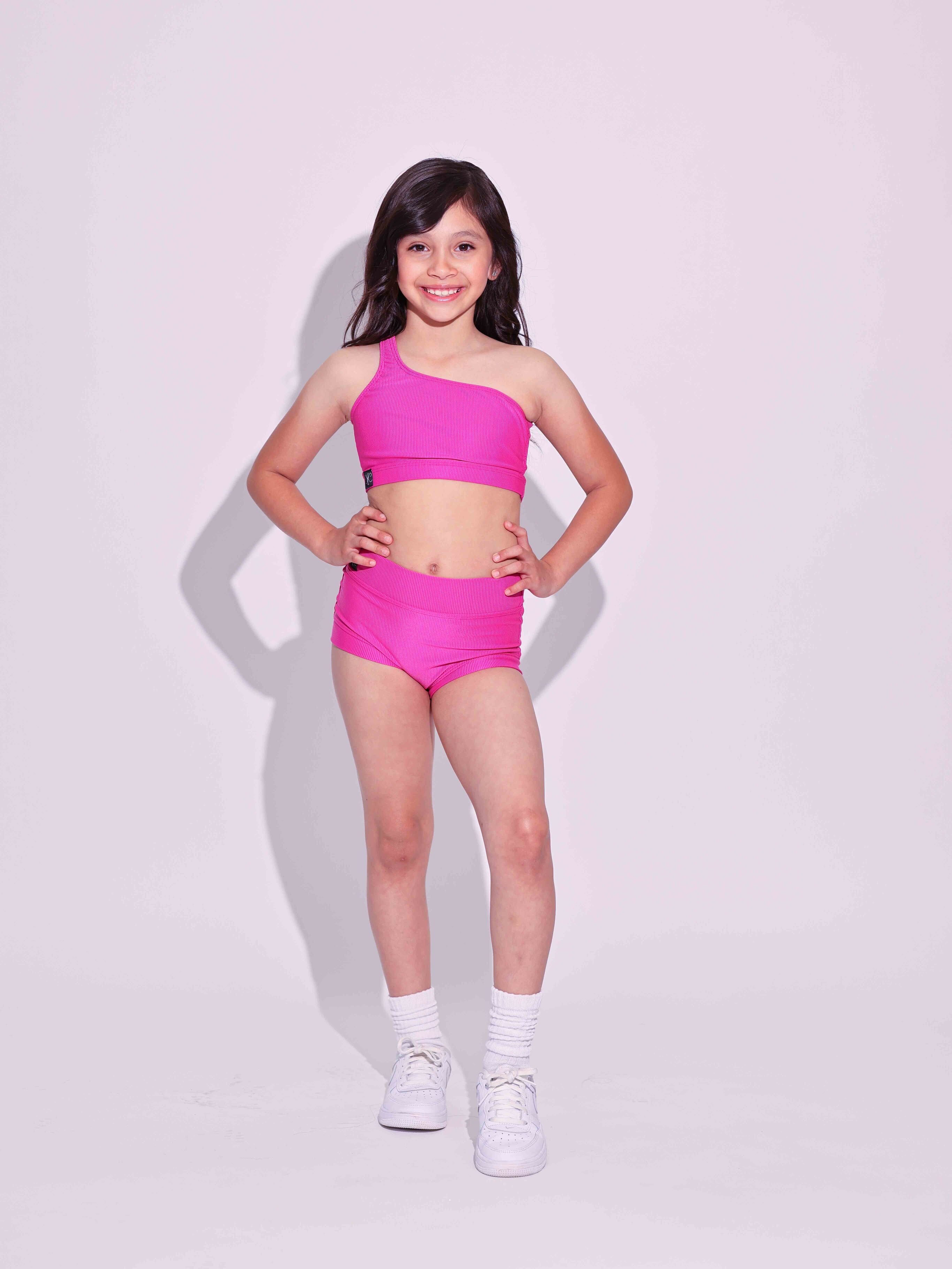 Cross the Line Ribbed Bra Top - Fuchsia Ribbed - Ready to Ship