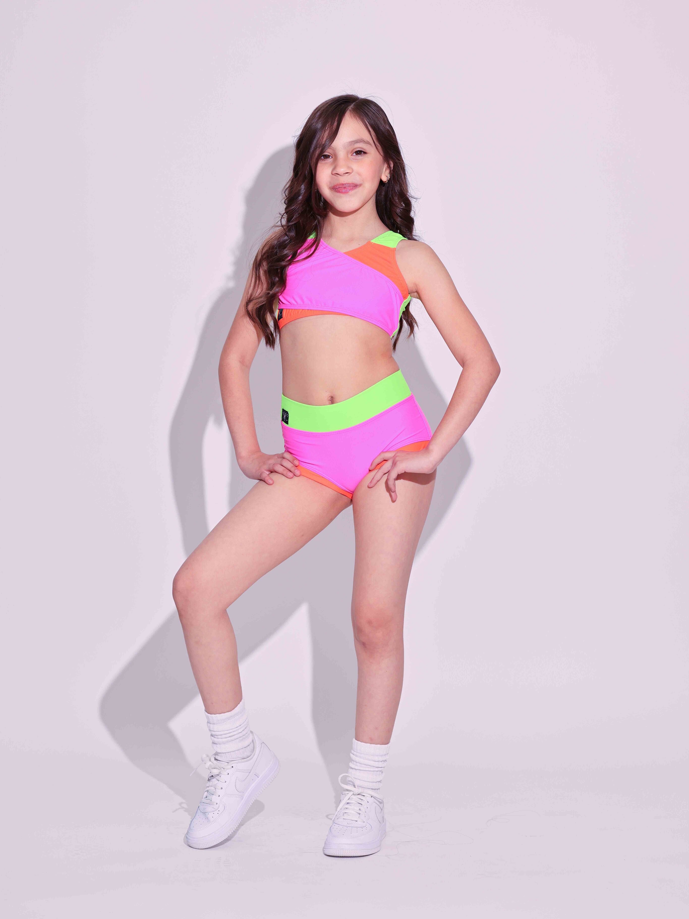 Cross My Heart Bra Top - Neon Tri Color - Ready To Ship