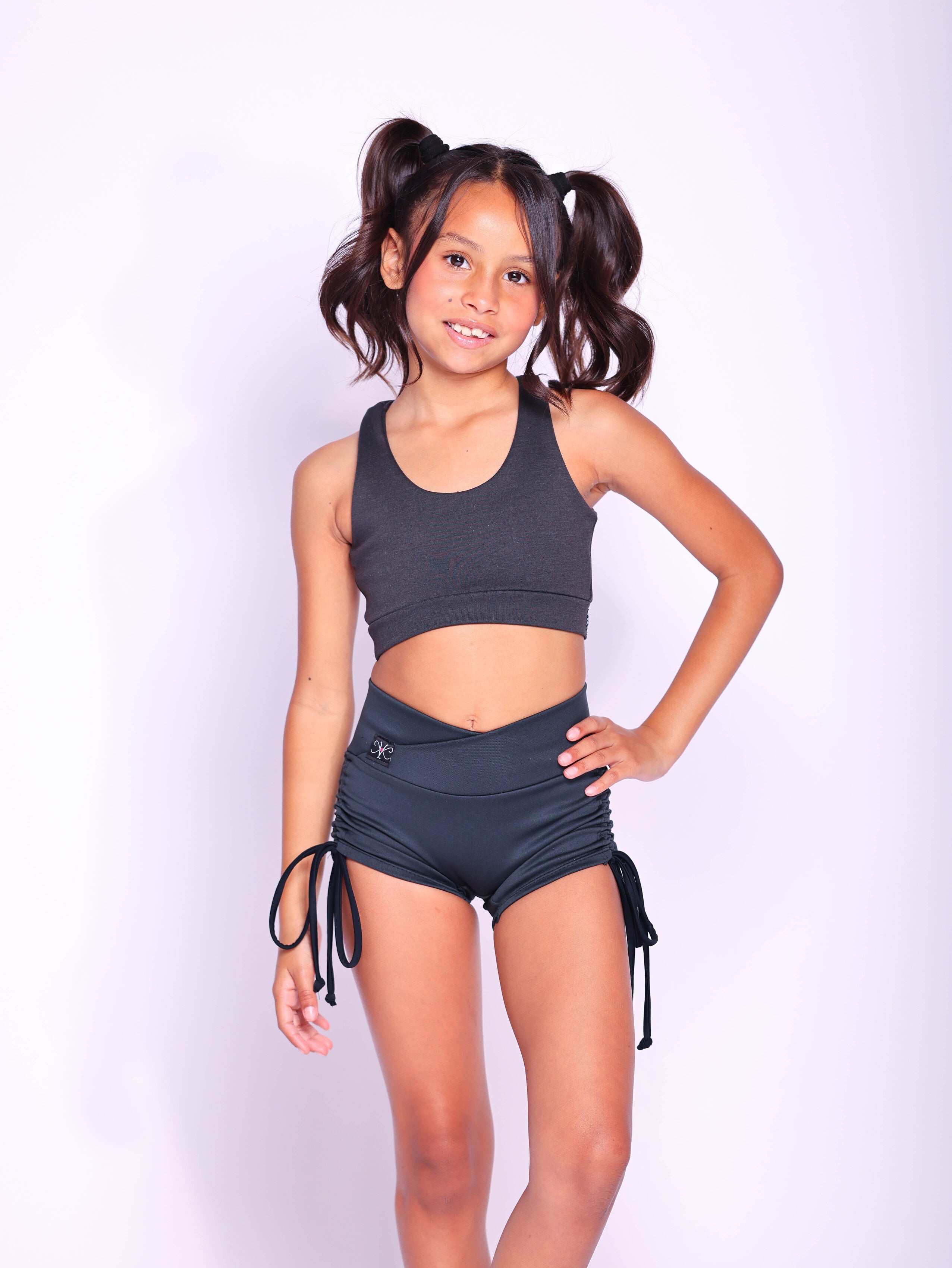 Luxe Life Ruched Short - Charcoal - Ready To Ship