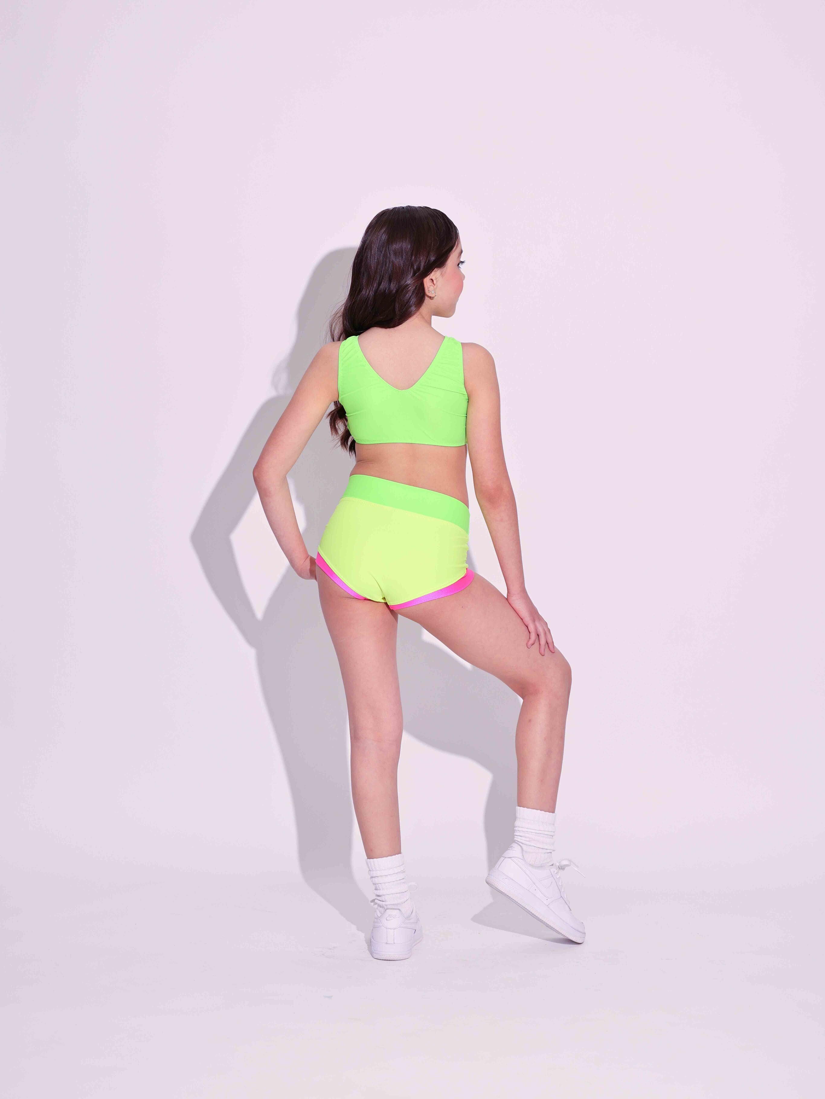 Cross My Heart Bra Top - Neon Yellow/Tropical Pink/Neon Green - Ready To Ship