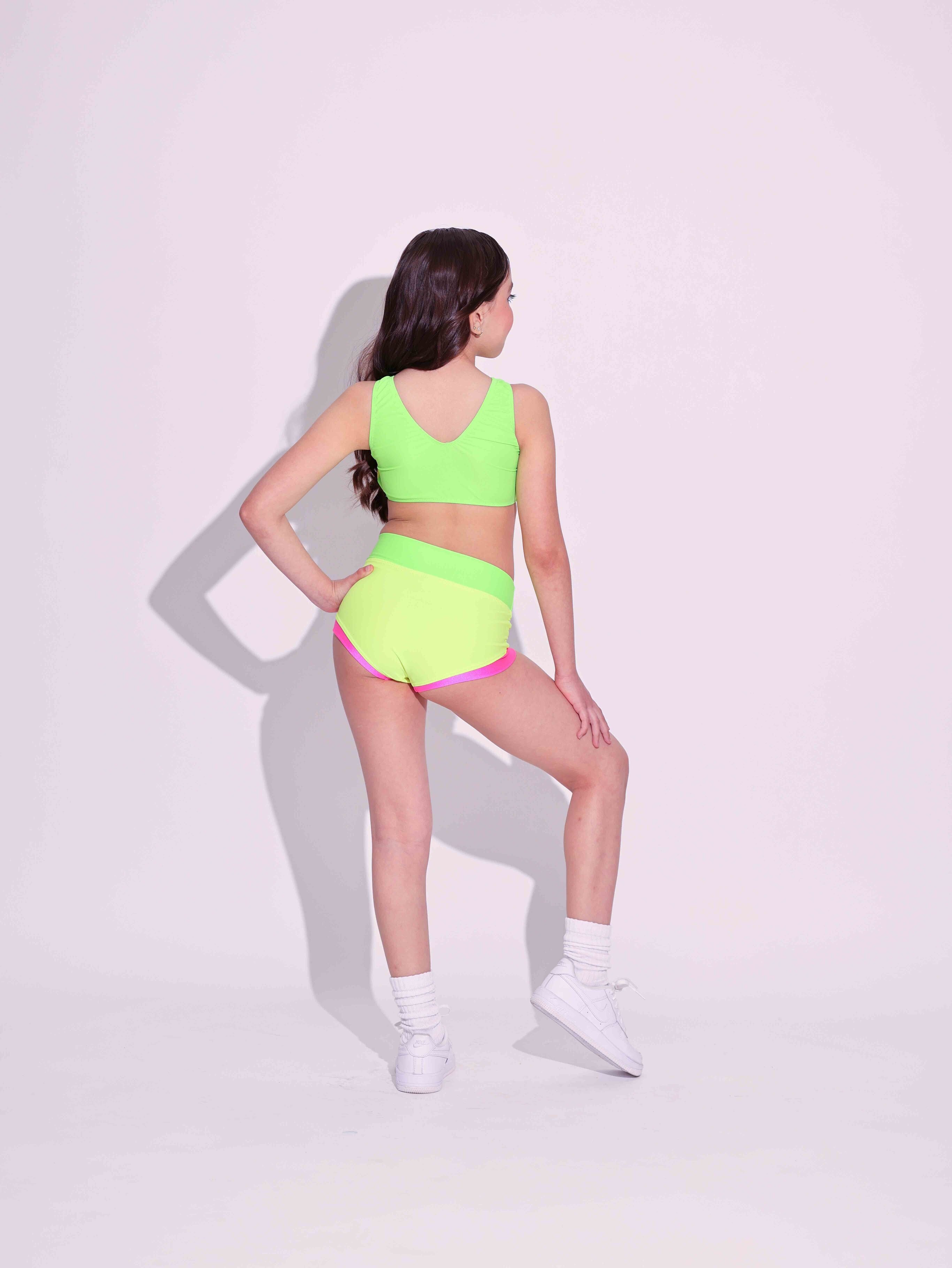Cross My Heart Bra Top - Neon Yellow/Tropical Pink/Neon Green - Ready To Ship