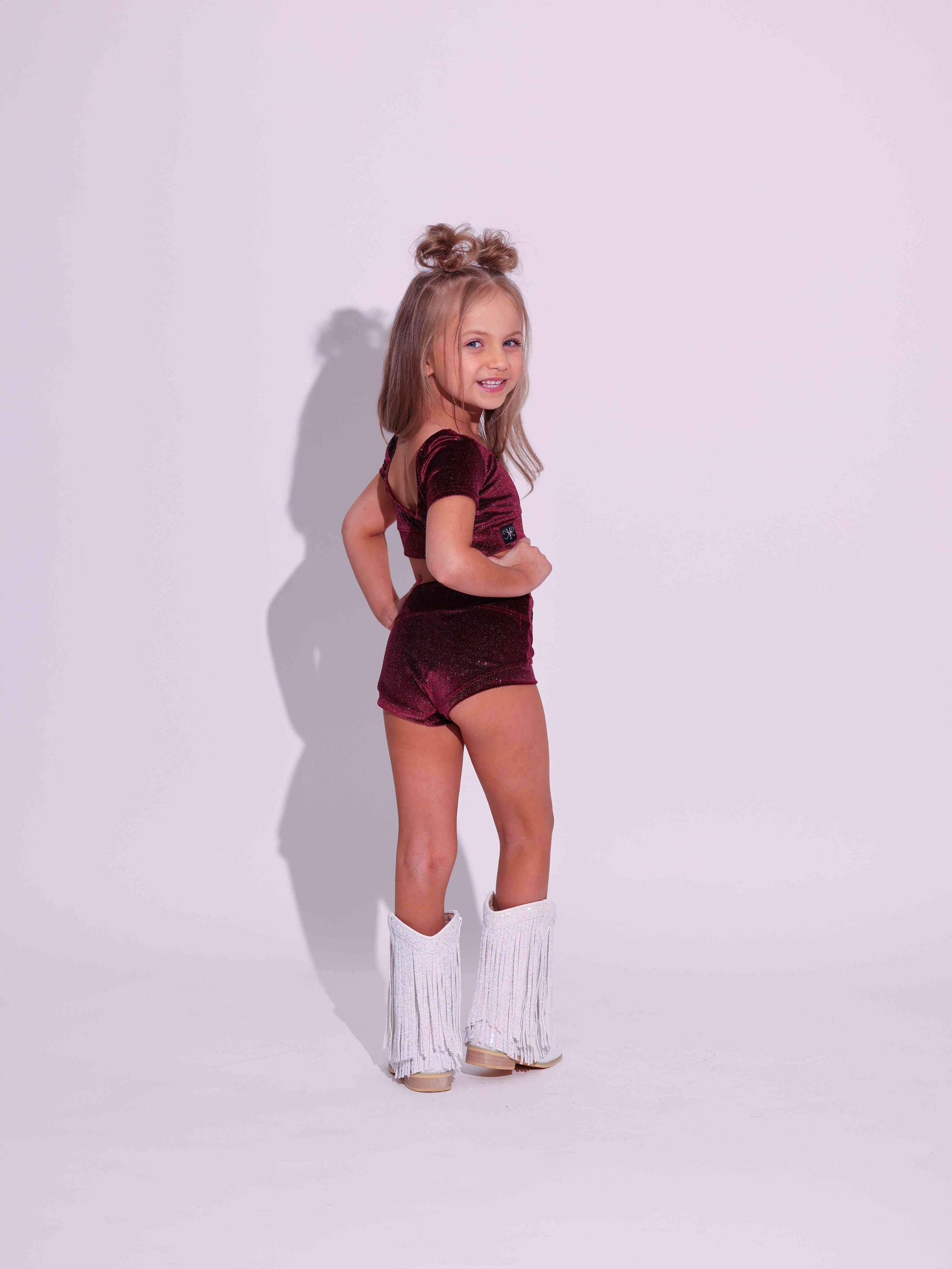 Simple But Cute Exclusive Glitter Velvet VIP Brief - Wine - Ready to Ship