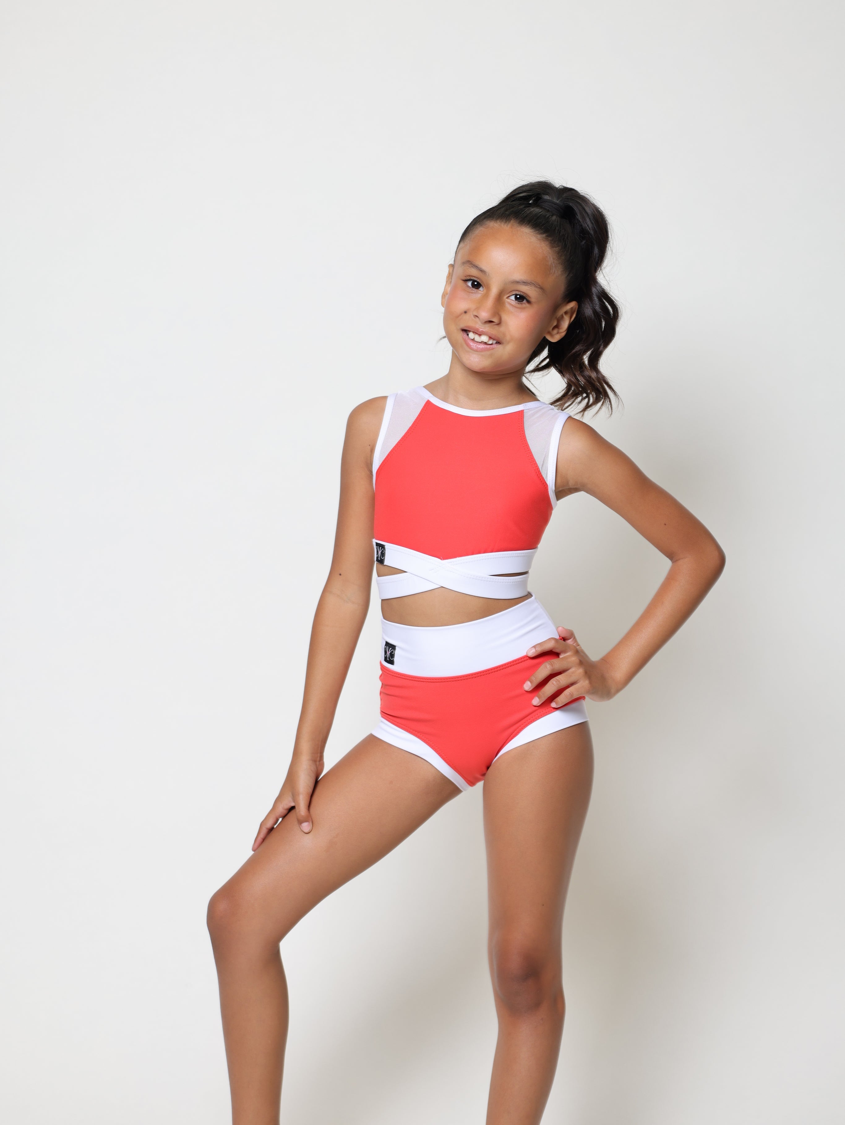 Criss Cross VIP Brief - Coral/White