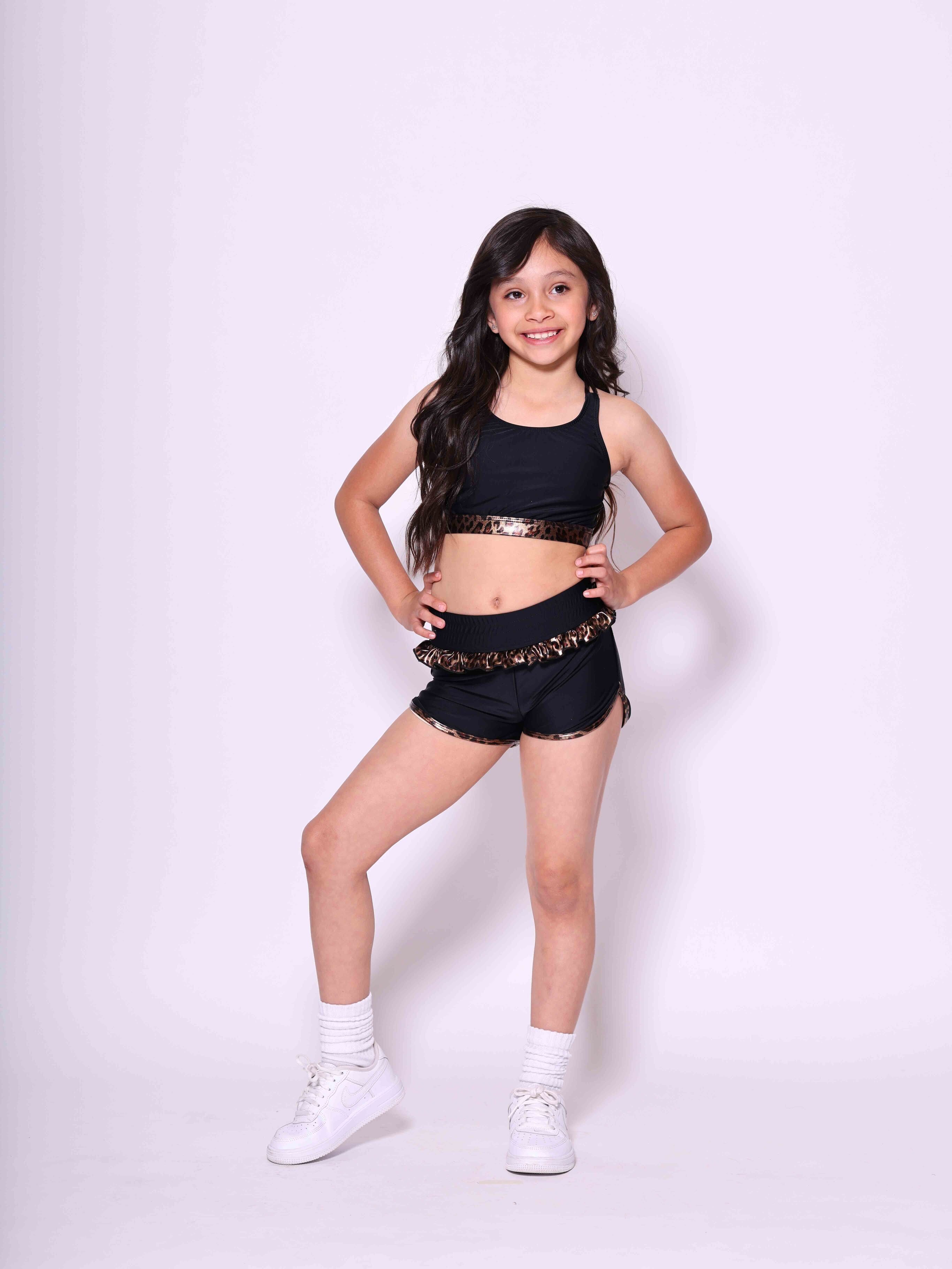 Leilani Ruffle Bra Top - Black/Glow Cheetah - Ready To Ship