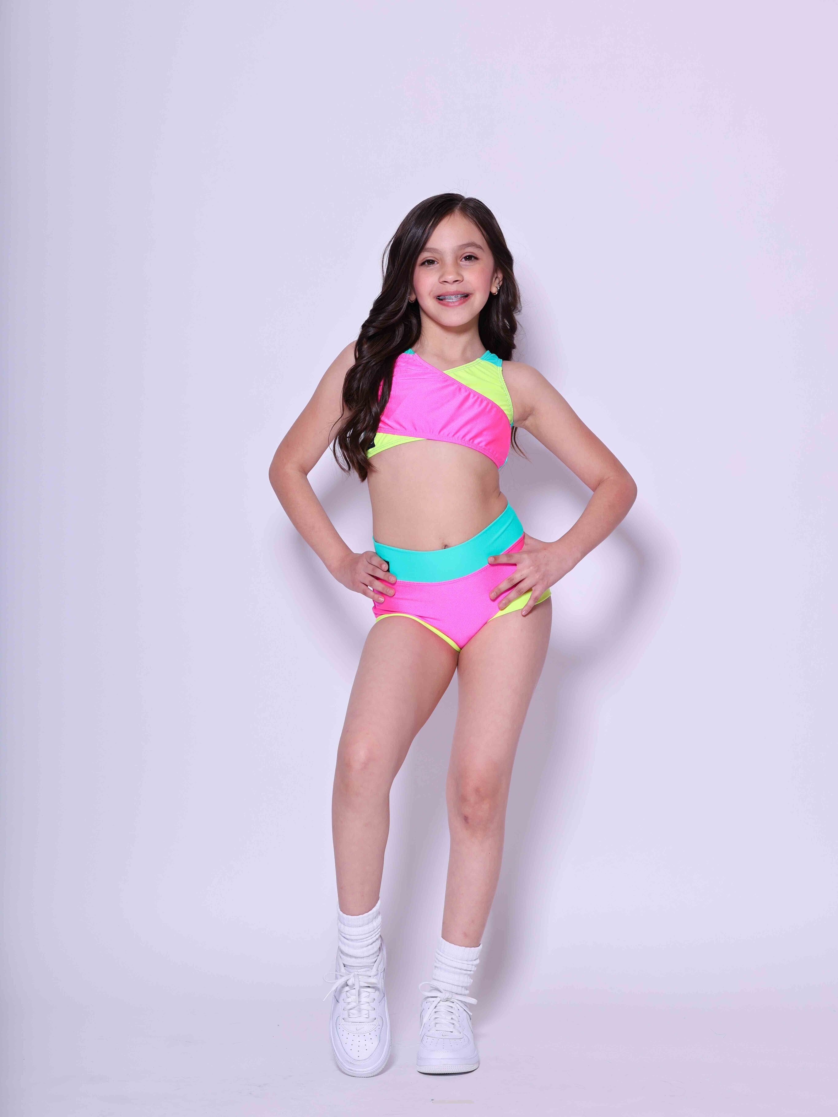 Cross My Heart Bra Top - Neon Pink/Mint/Yellow - Ready To Ship