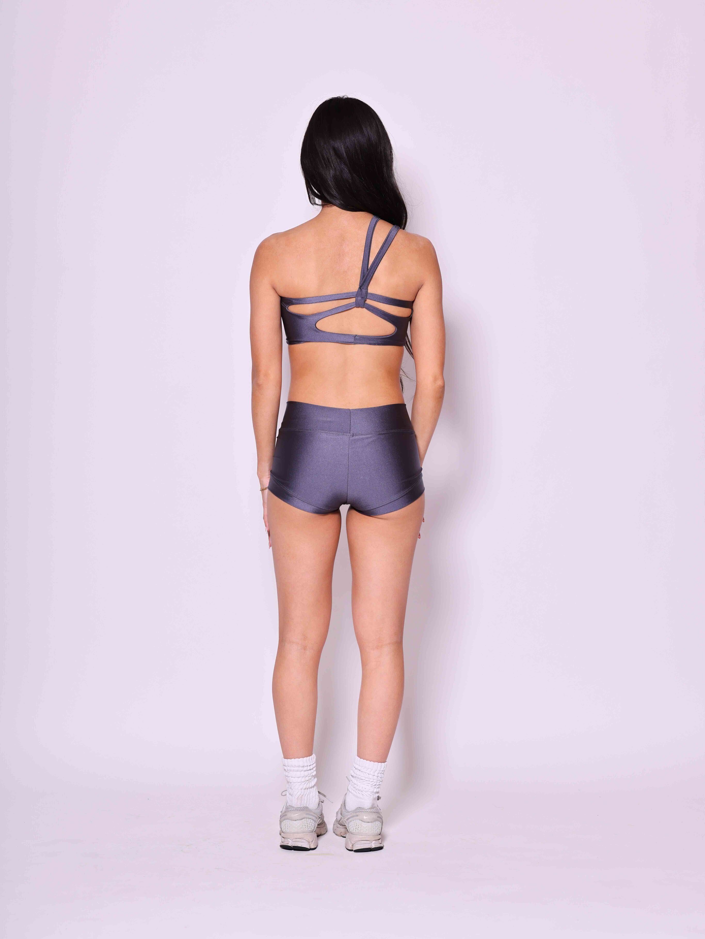 My Time Crop Top - Shiny Gray - Ready To Ship