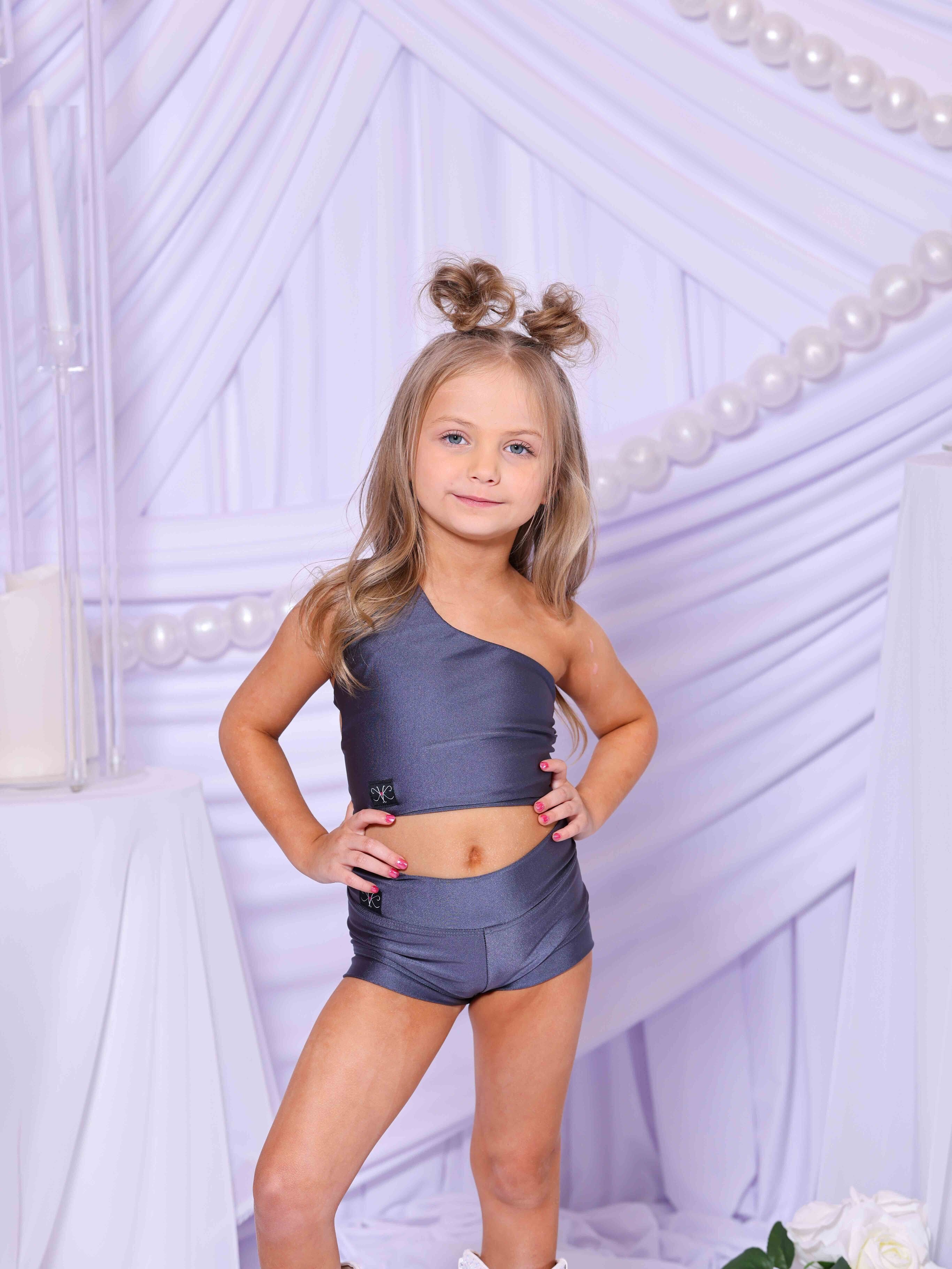 My Time Crop Top - Shiny Gray - Ready To Ship