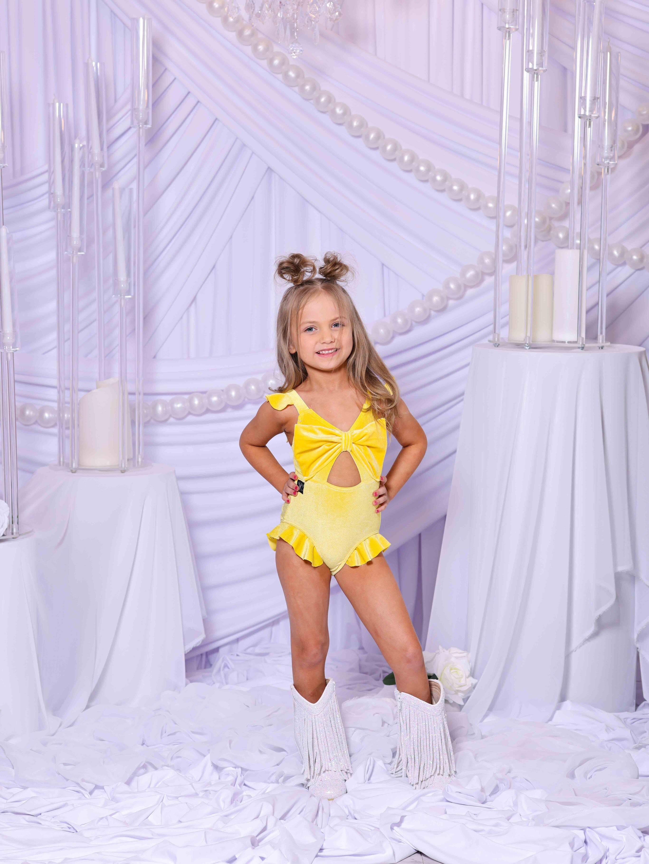 Beach Babe Leotard - Sunshine Velvet - Ready To Ship