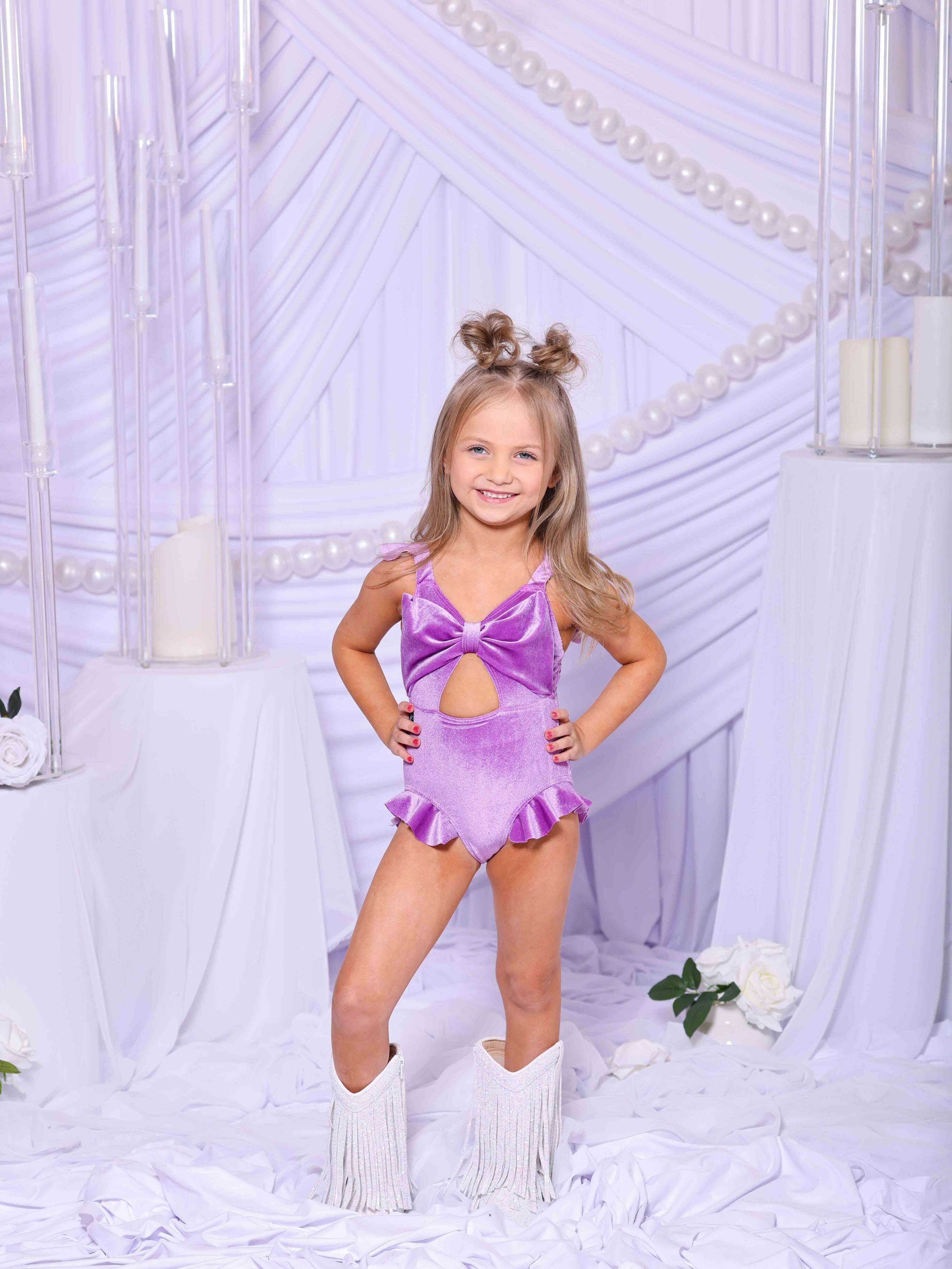 Beach Babe Leotard - Lilac Velvet - Ready To Ship