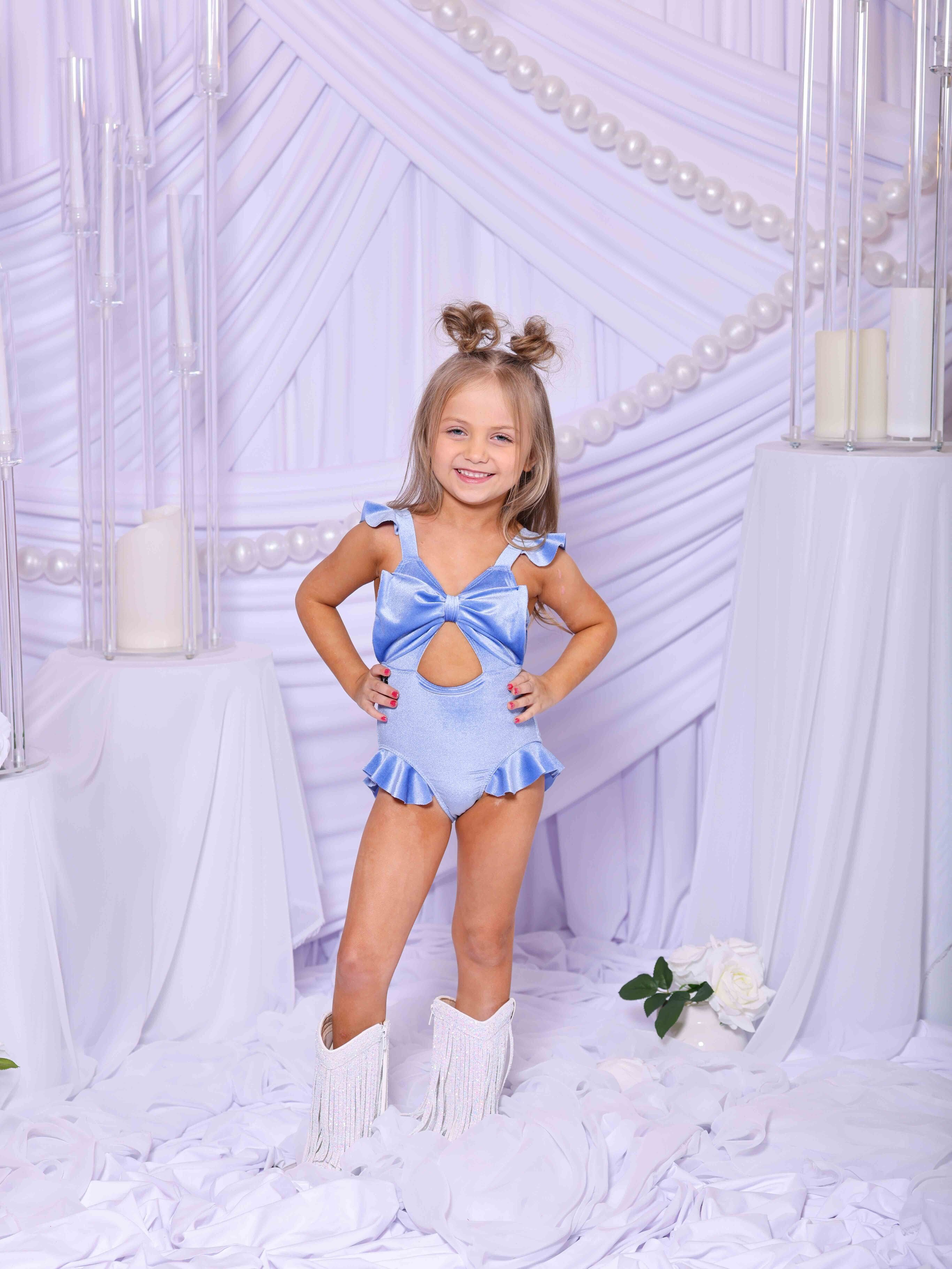 Beach Babe Leotard - Princess Blue Velvet - Ready To Ship