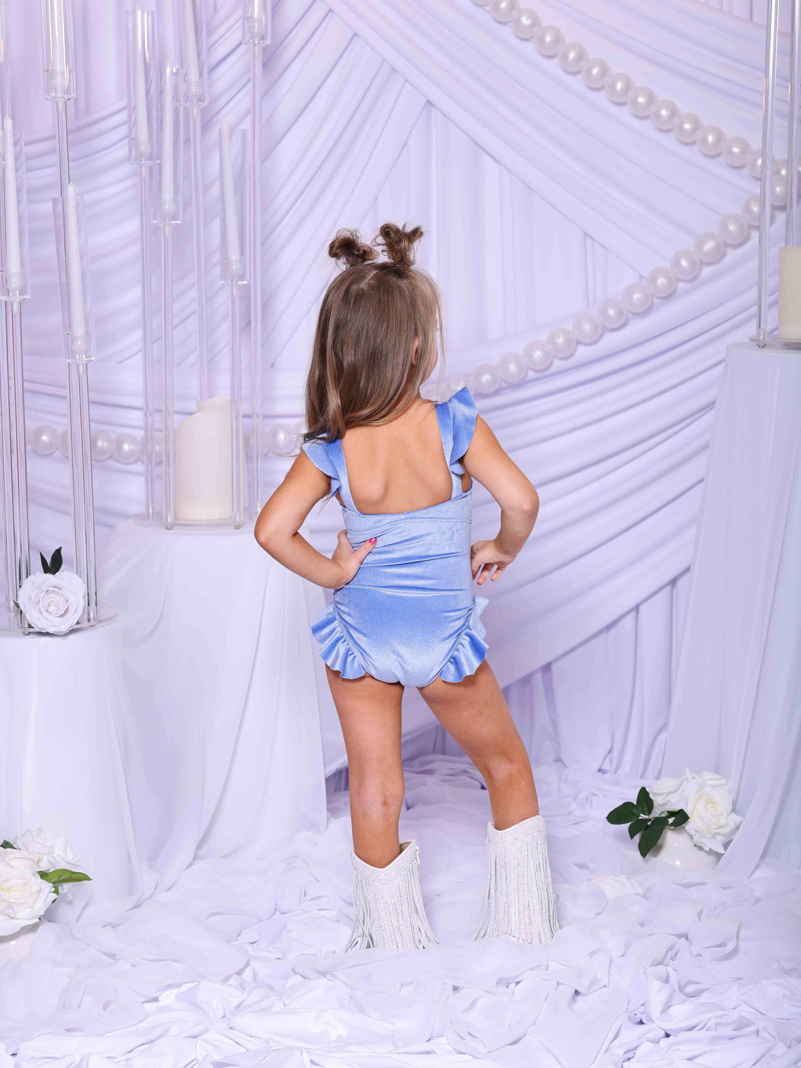Beach Babe Leotard - Princess Blue Velvet - Ready To Ship