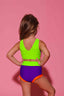 Cross My Heart Bra Top - Purple/Neon Orange/Neon Green - Ready To Ship - Halloween Limited Edition