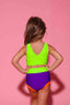 Cross My Heart Bra Top - Purple/Neon Orange/Neon Green - Ready To Ship - Halloween Limited Edition