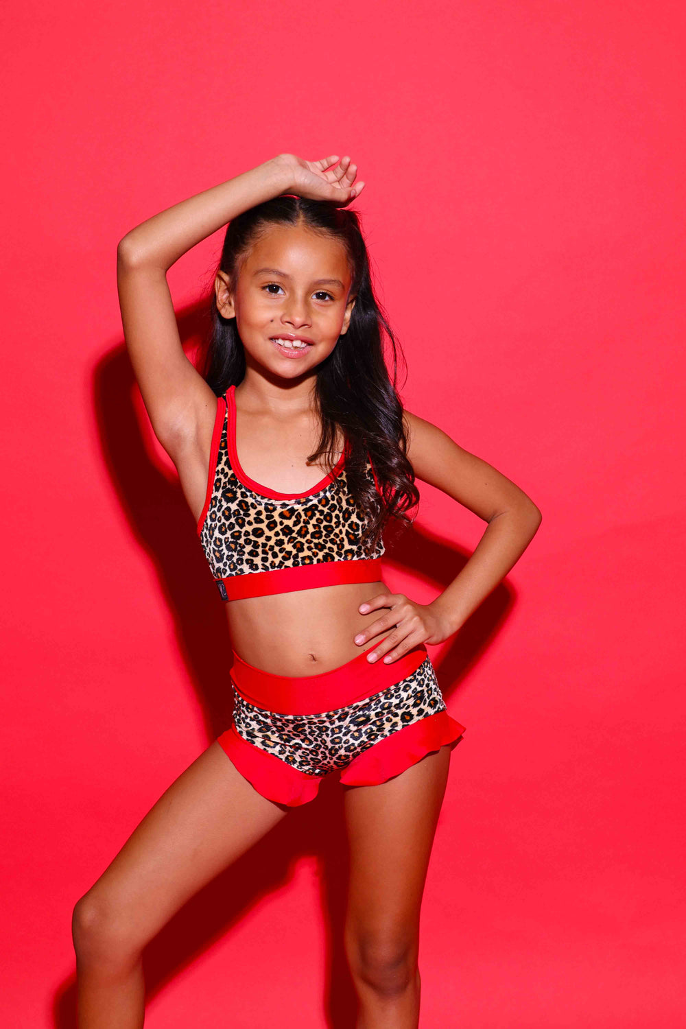 Lolita Bra Top - Cheetah Velvet/Red - Ready To Ship