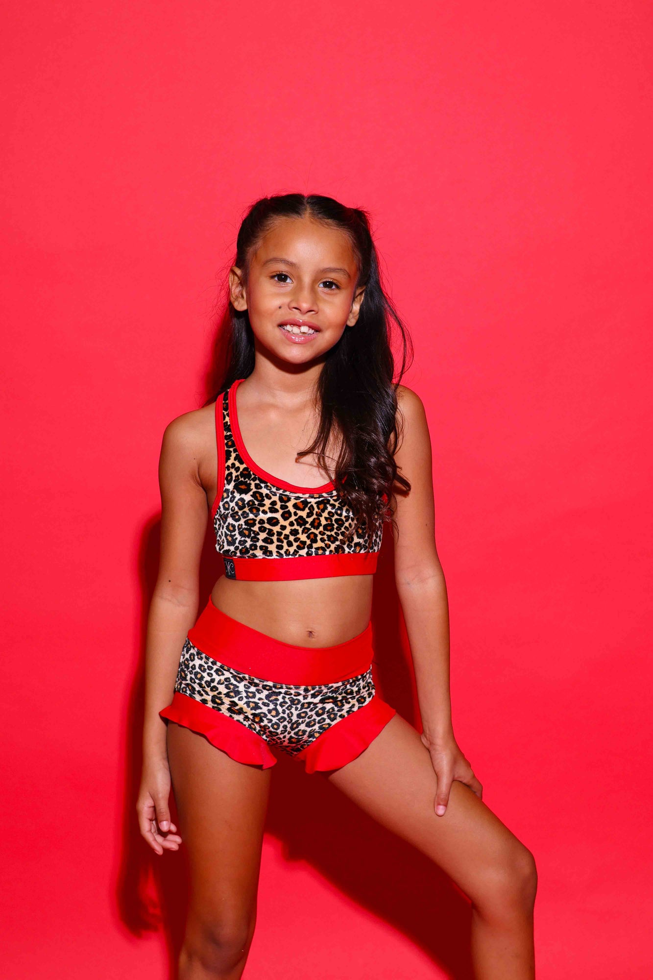 Lolita Bra Top - Cheetah Velvet/Red - Ready To Ship