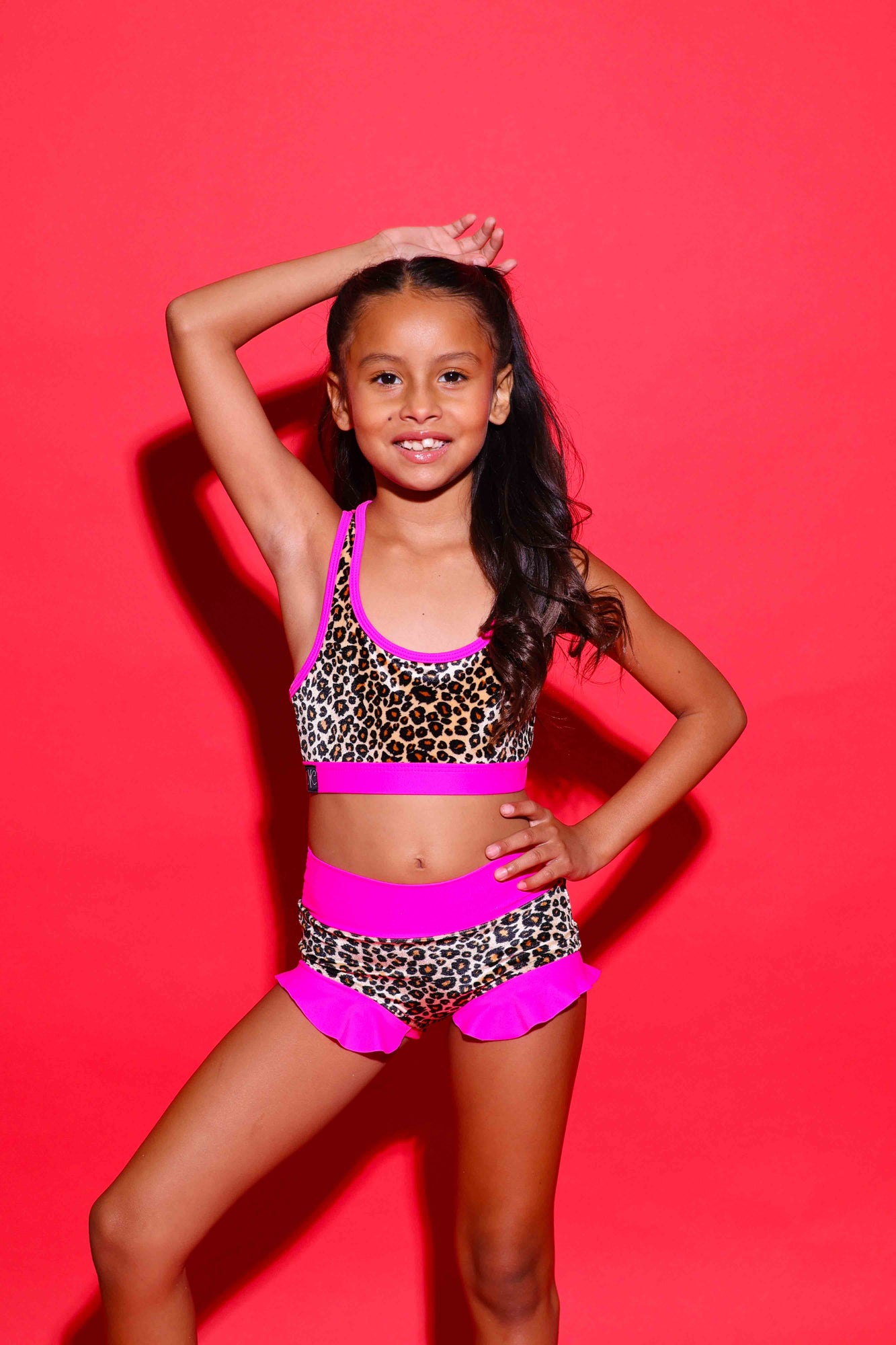 Lolita Bra Top - Cheetah Velvet/Neon Pink - Ready To Ship