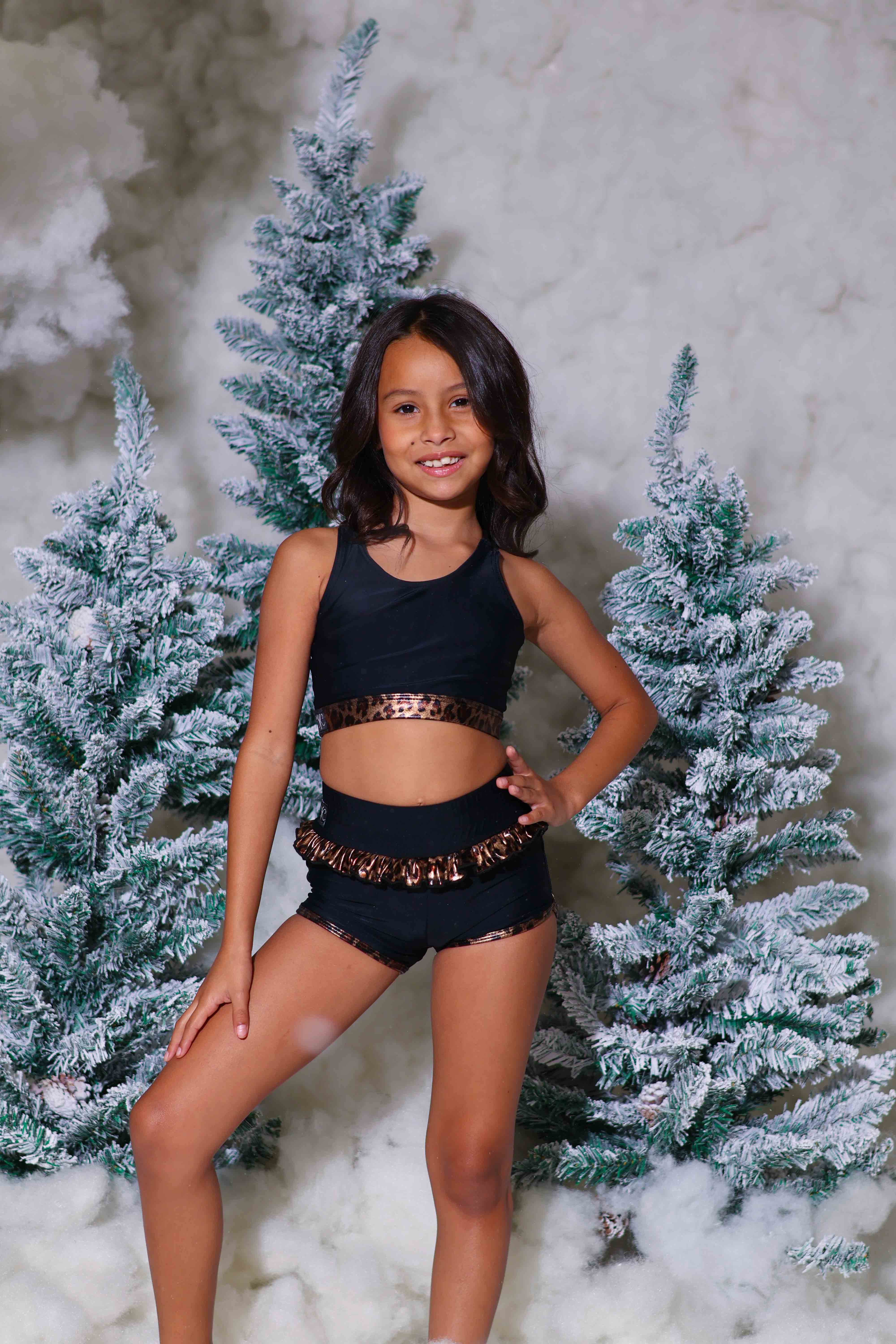 Leilani Ruffle Short - Black/Glow Cheetah - Ready To Ship