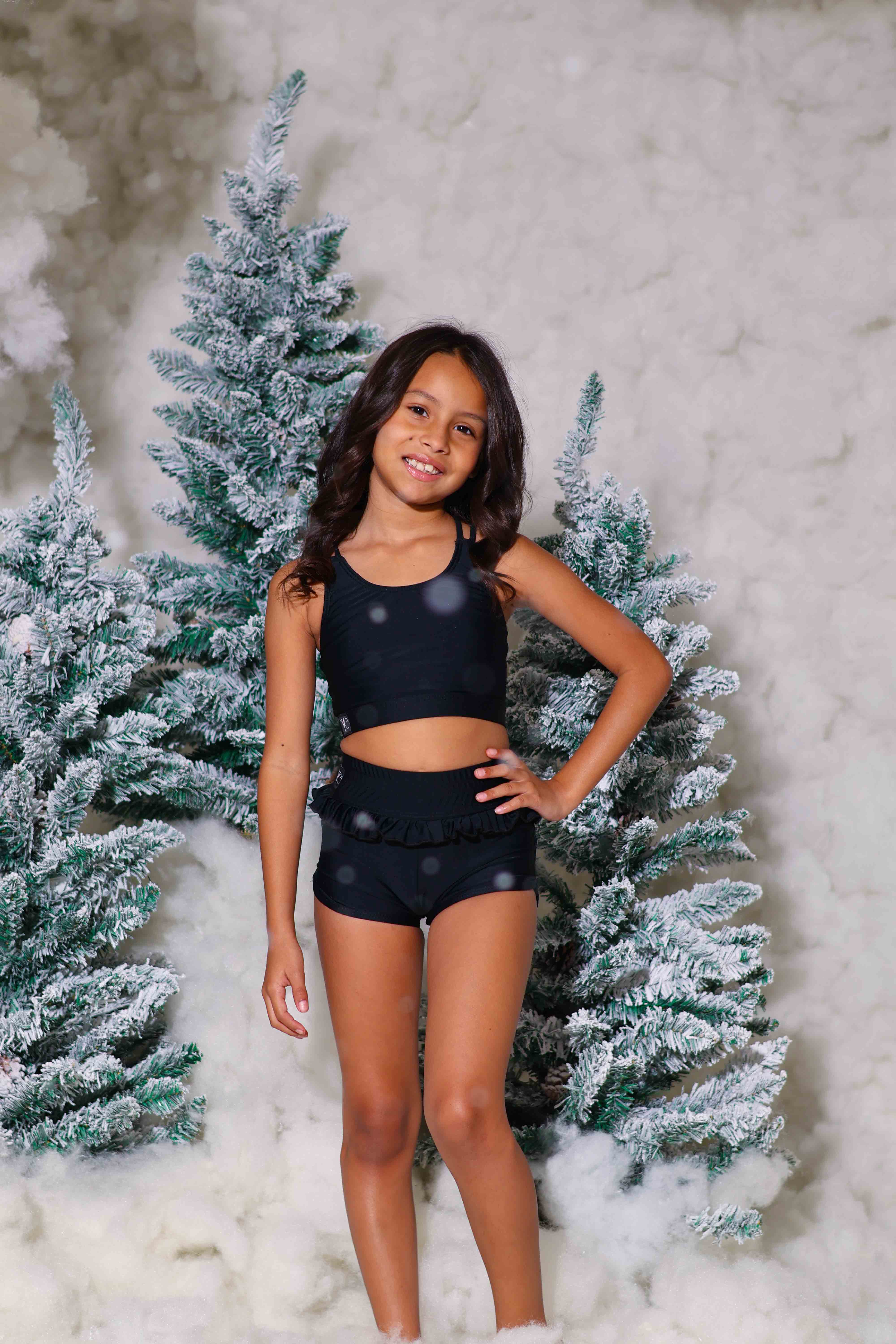 Leilani Ruffle Short - Black  - Ready To Ship