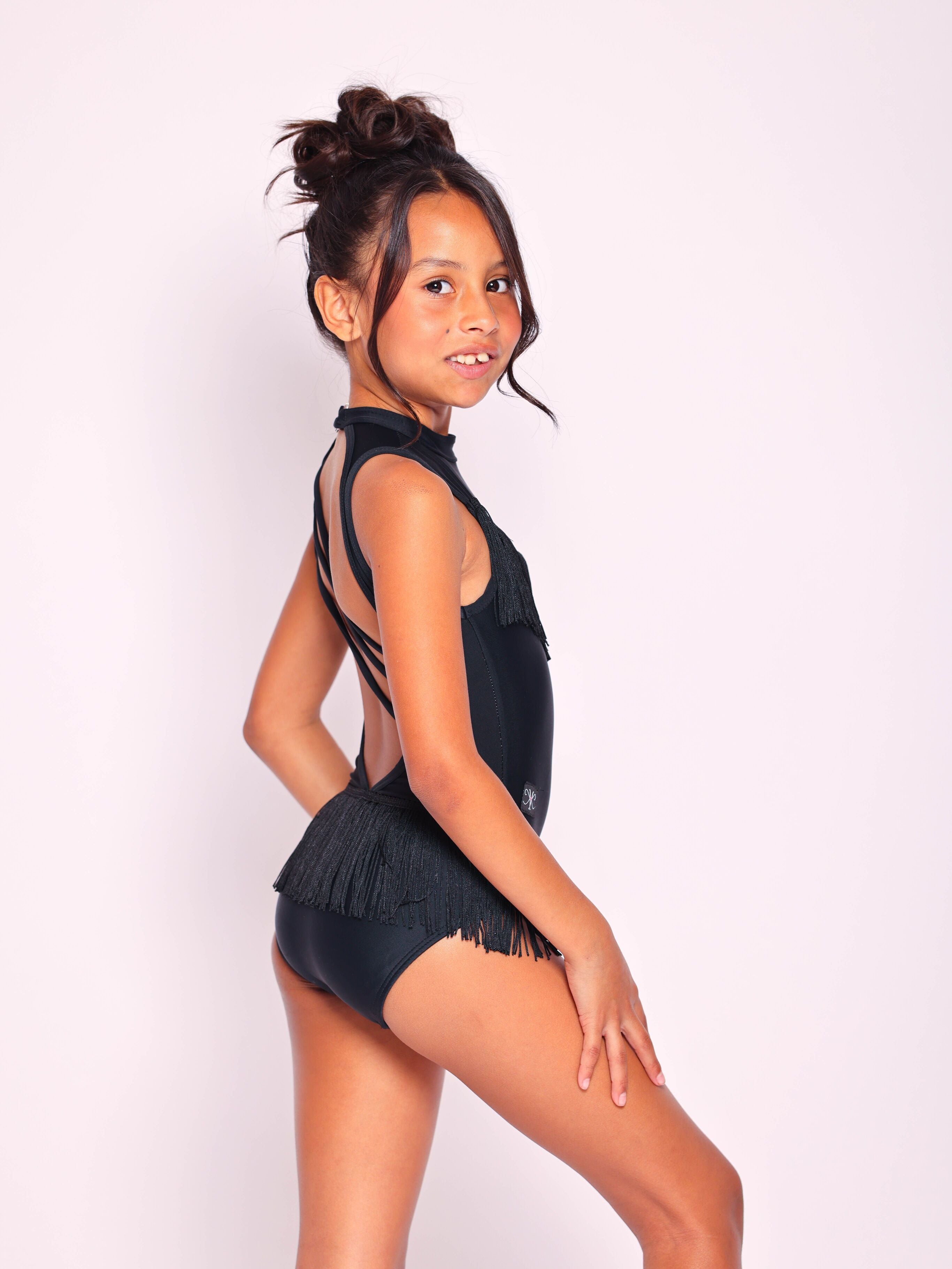 Audition Leotard - Black Fringe - Ready to Ship