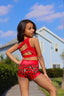 Cross The Line Celebrity Short - Red Gold Cheetah - Ready To Ship