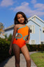 Pixie Leotard - Neon Orange/Sky Blue - Ready to Ship