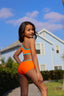 Pixie Leotard - Neon Orange/Sky Blue - Ready to Ship