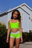 Never Look Back Bra Top - Neon Green/White/Neon Pink - Ready To Ship