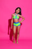 Weekend Bra Top - Neon Green/Turquoise - Ready To Ship