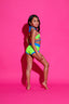 Weekend Bra Top - Neon Green/Turquoise - Ready To Ship