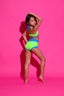 Weekend Bra Top - Neon Green/Turquoise - Ready To Ship